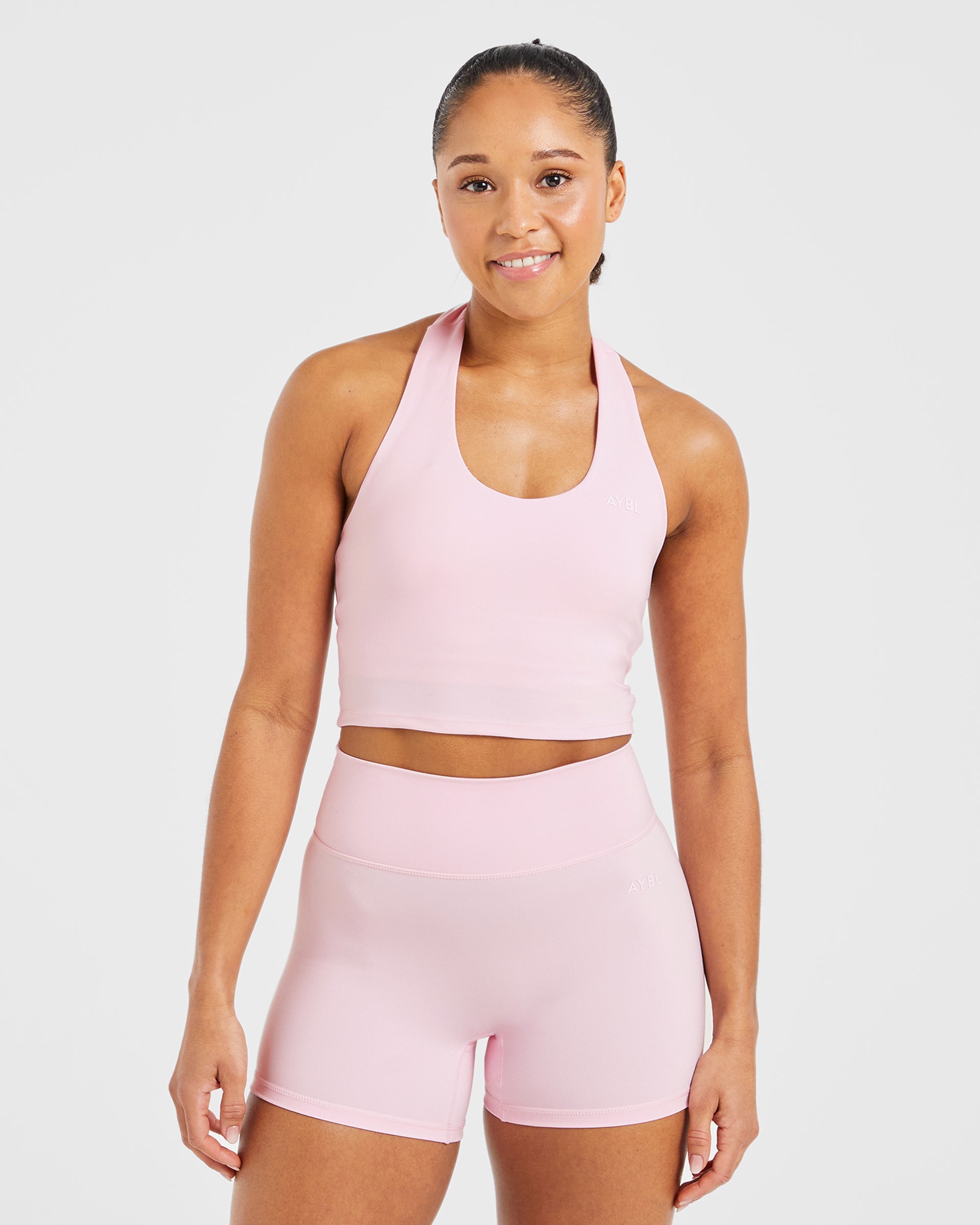 Staple Halterneck Crop Top - Pastel Rose