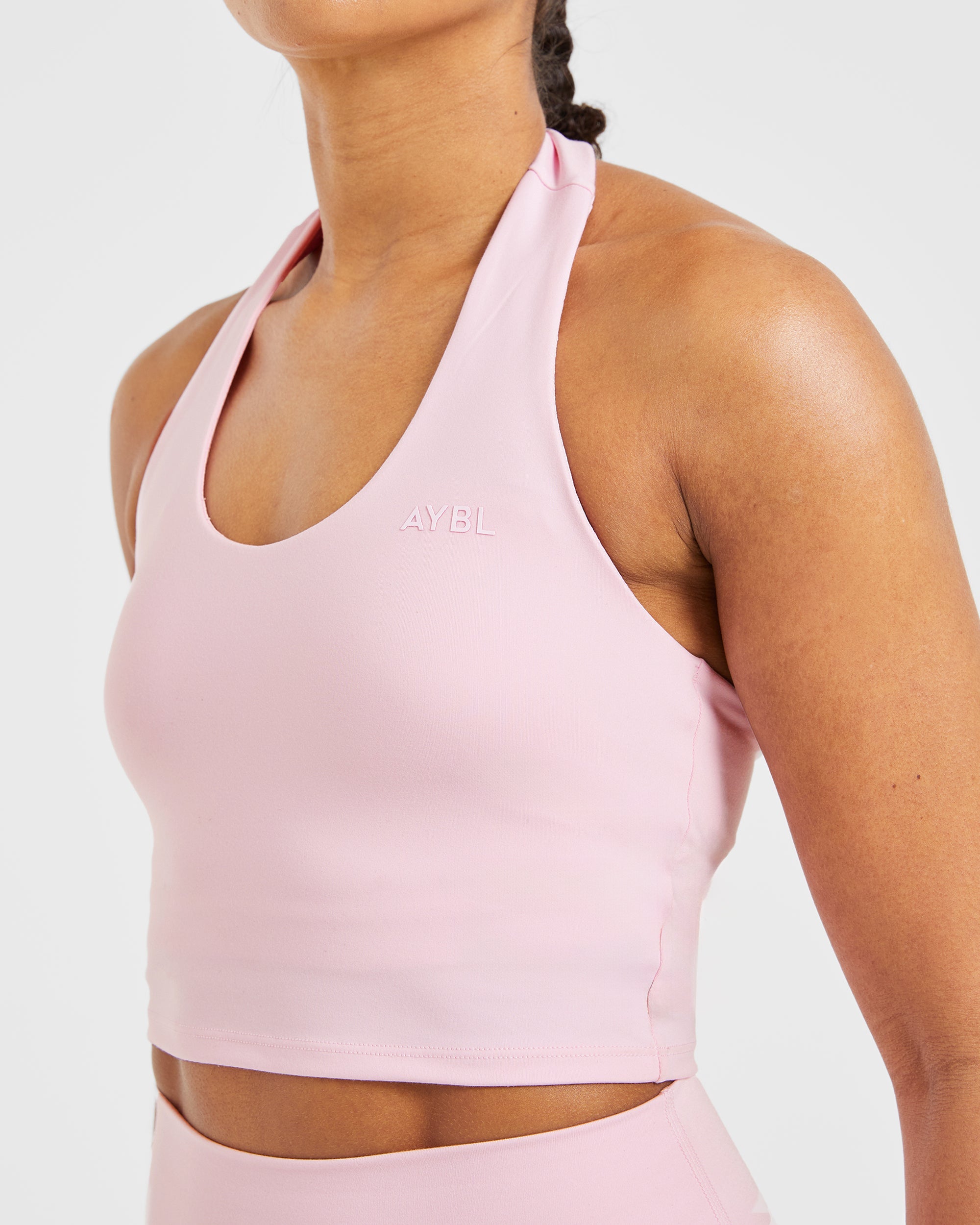 Staple Halterneck Crop Top - Pastel Rose