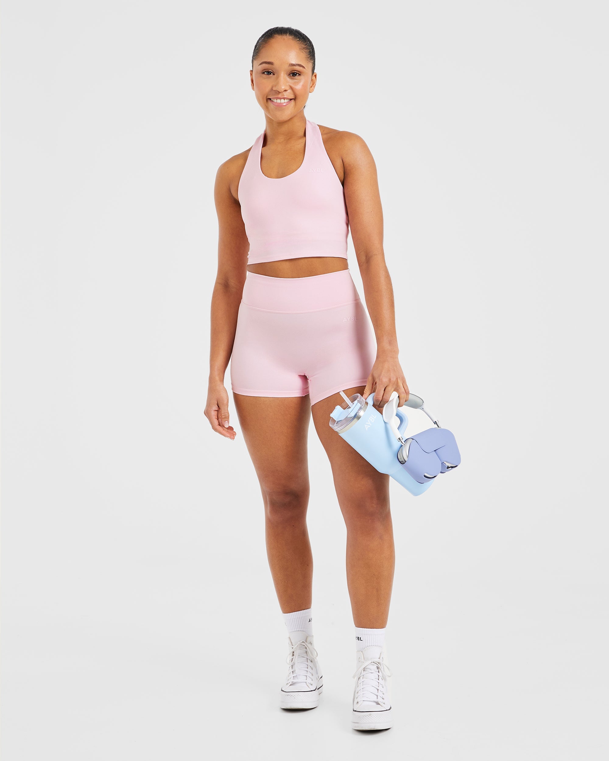 Staple Halterneck Crop Top - Pastel Rose