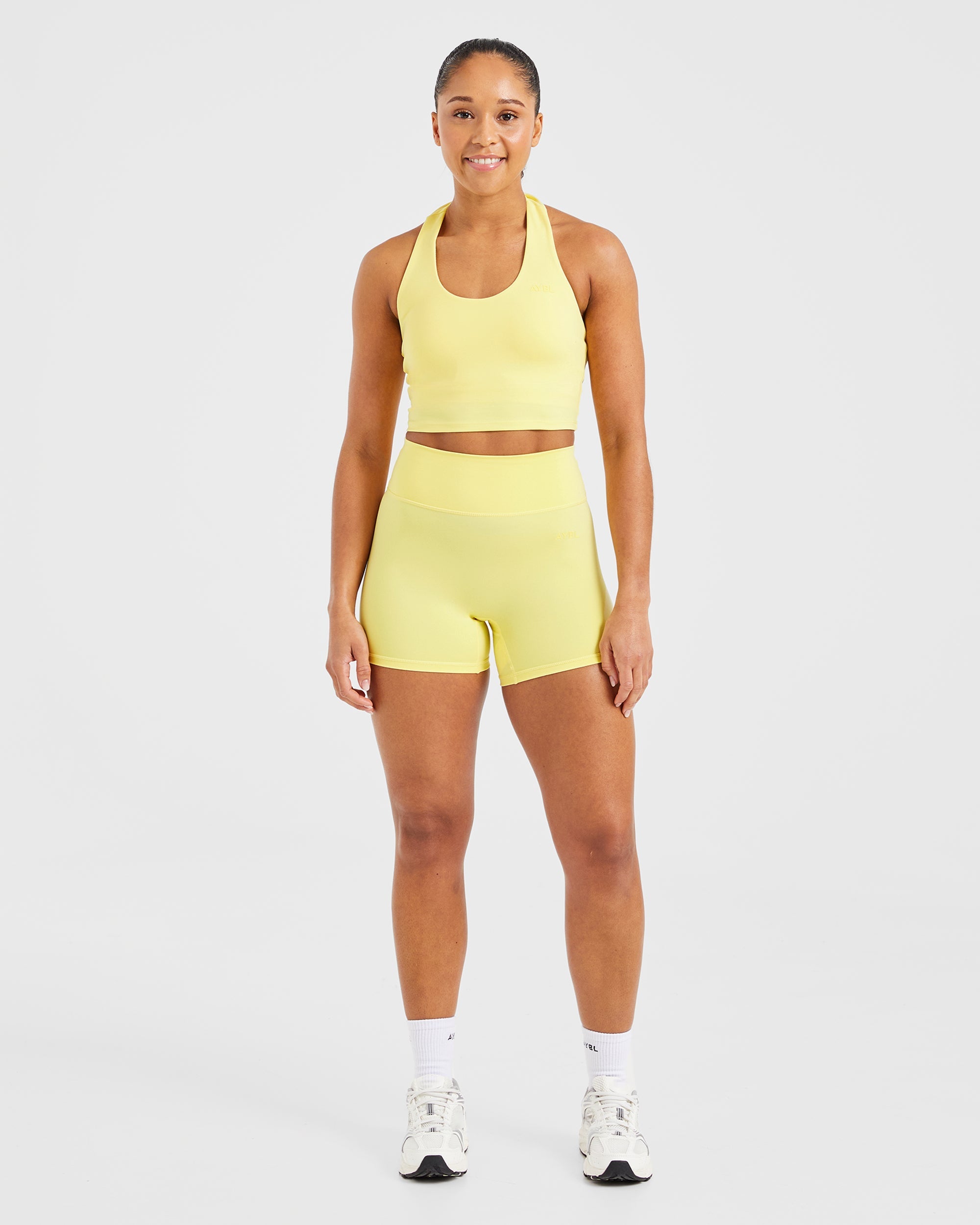 Staple Halterneck Crop Top - Pastel Lemon