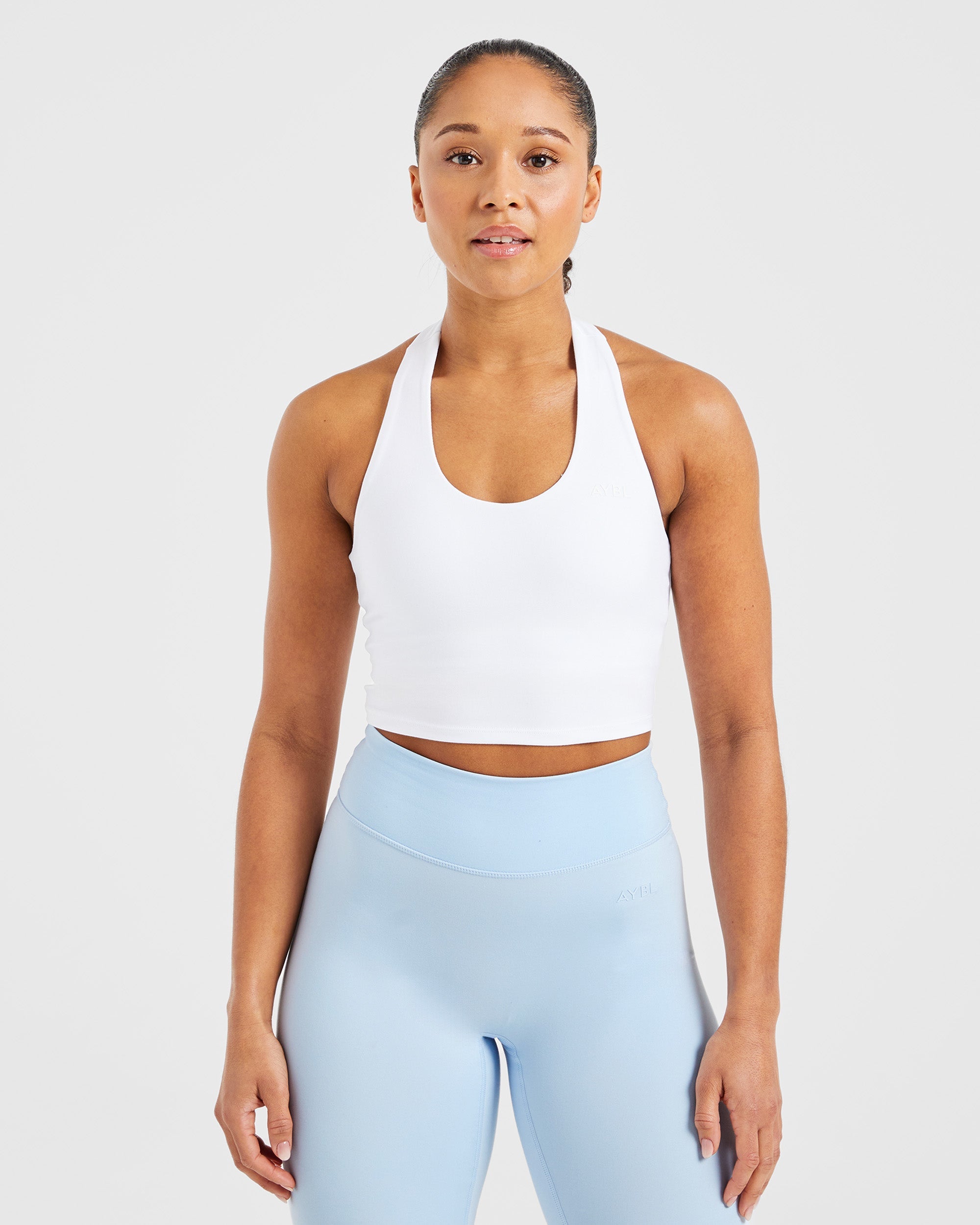 Staple Halterneck Crop Top - Blanc