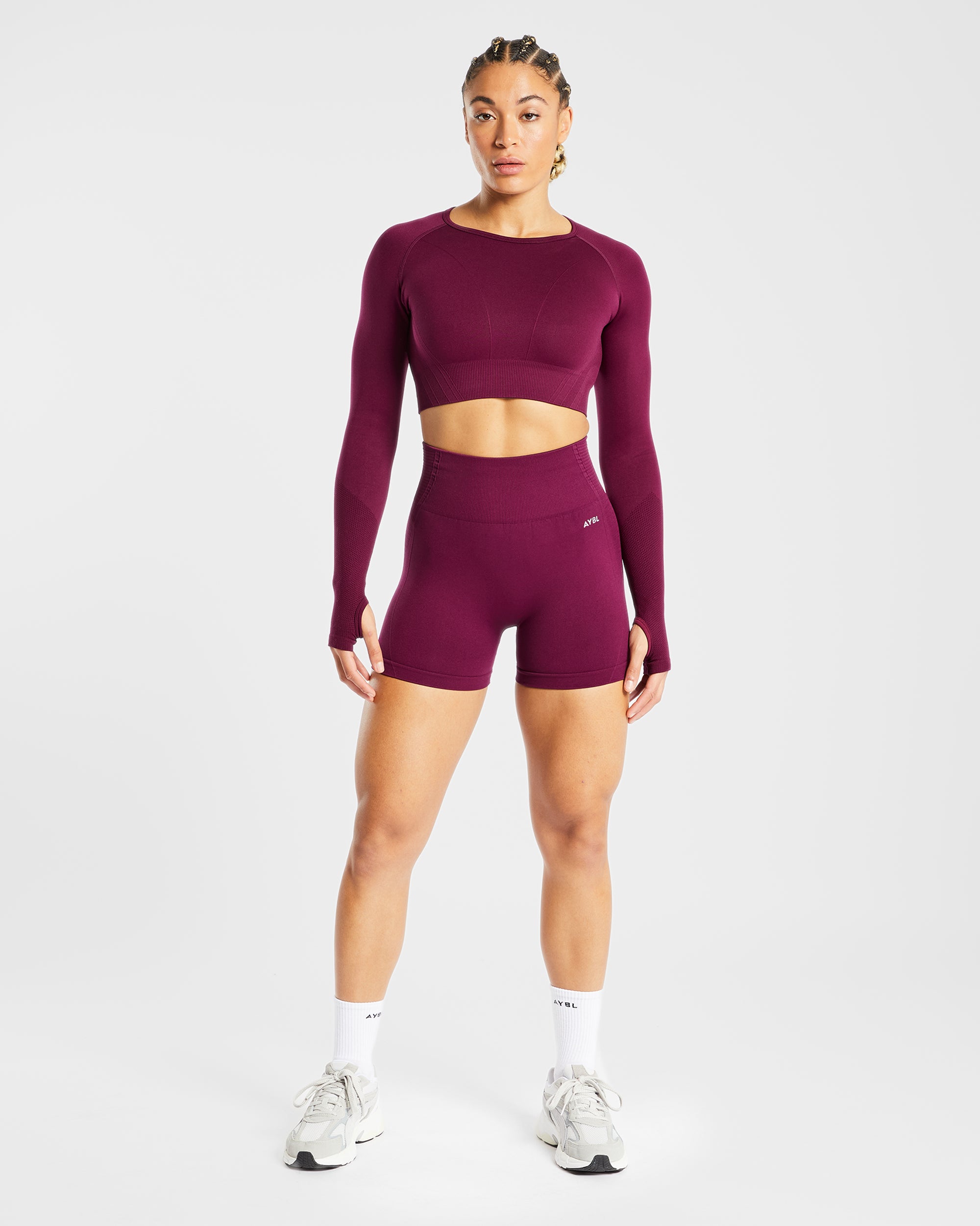 Balance V2 Seamless Long Sleeve Crop Top - Violet Wine