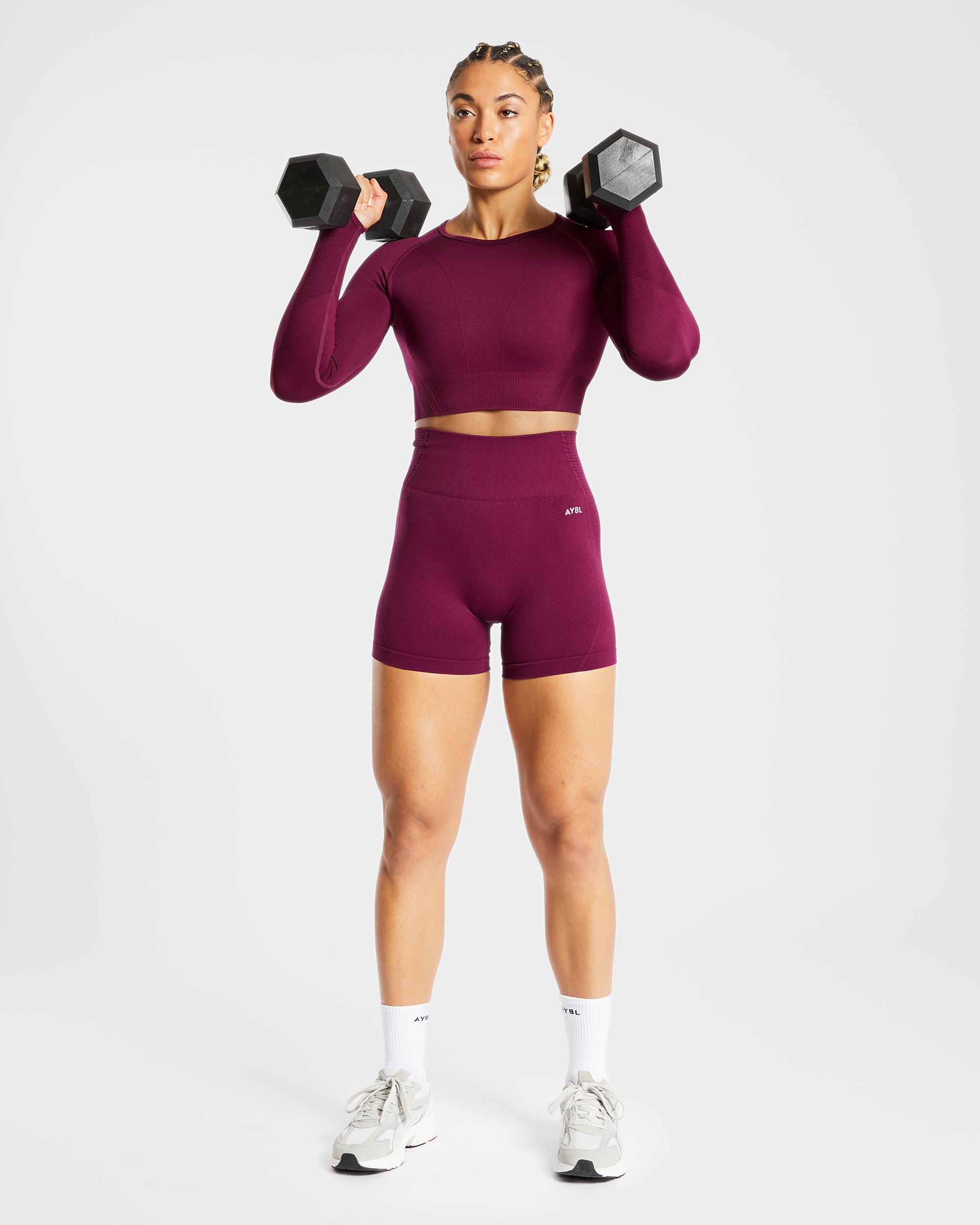 Balance V2 Seamless Long Sleeve Crop Top - Violet Wine