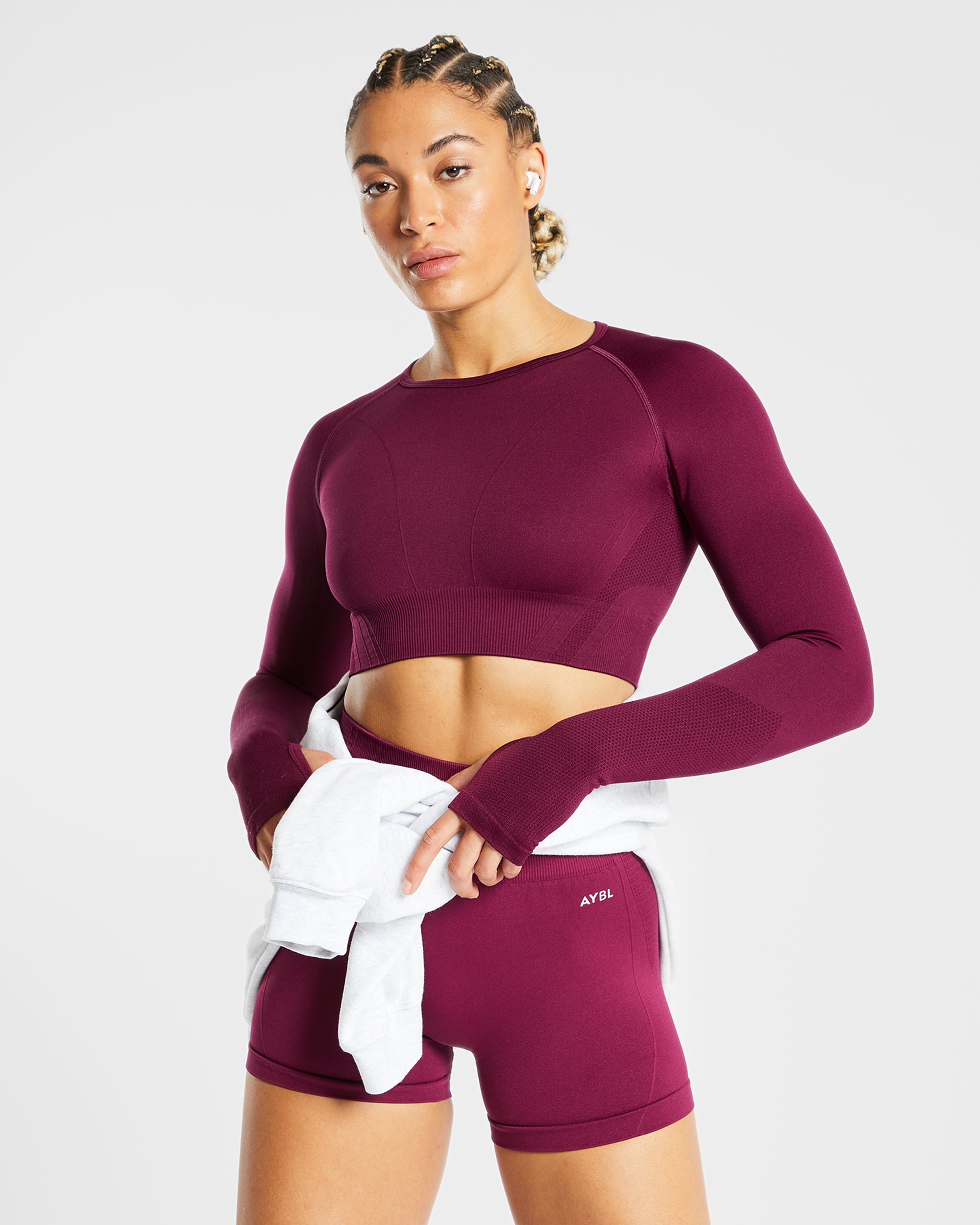 Balance V2 Seamless Long Sleeve Crop Top - Violet Wine