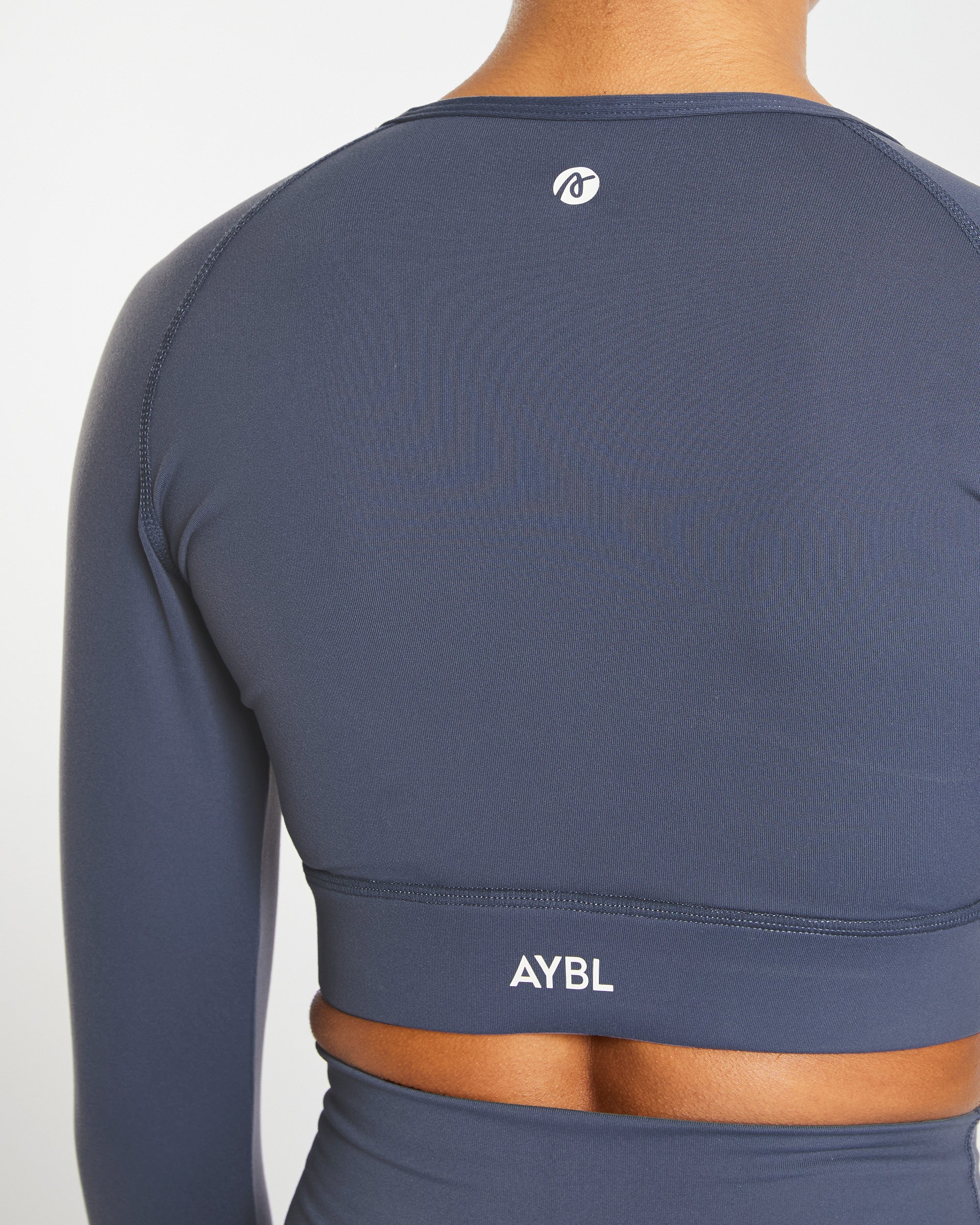 Core Long Sleeve Crop Top - Navy Bleu