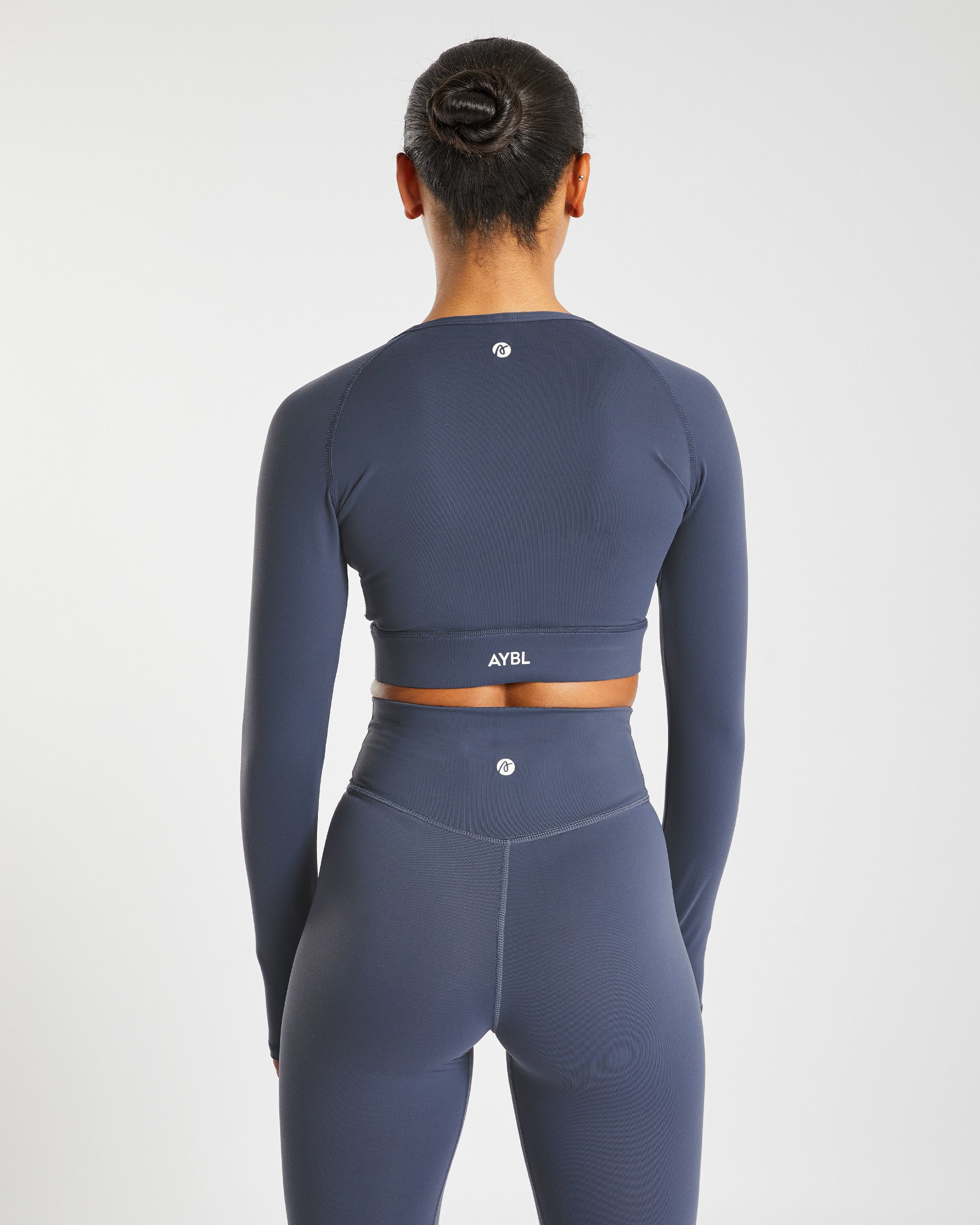 Core Long Sleeve Crop Top - Navy Bleu