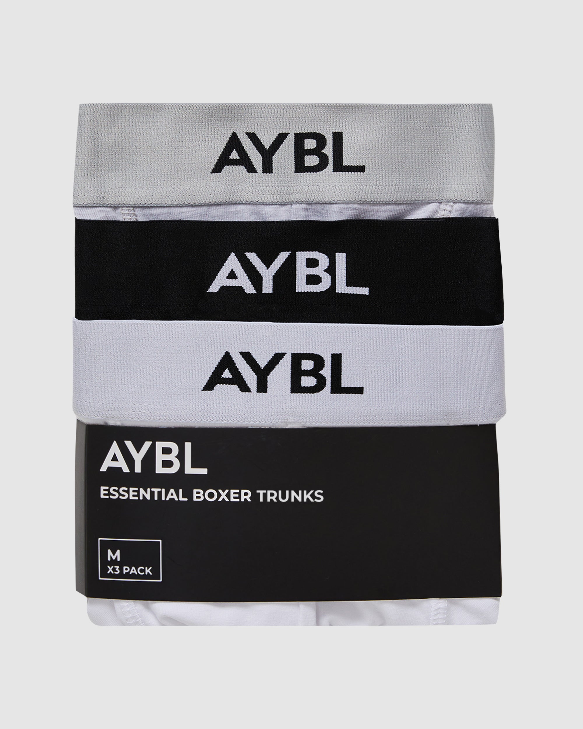 Essential Boxer Trunk (3 pack) - Noir/Blanc/Gris