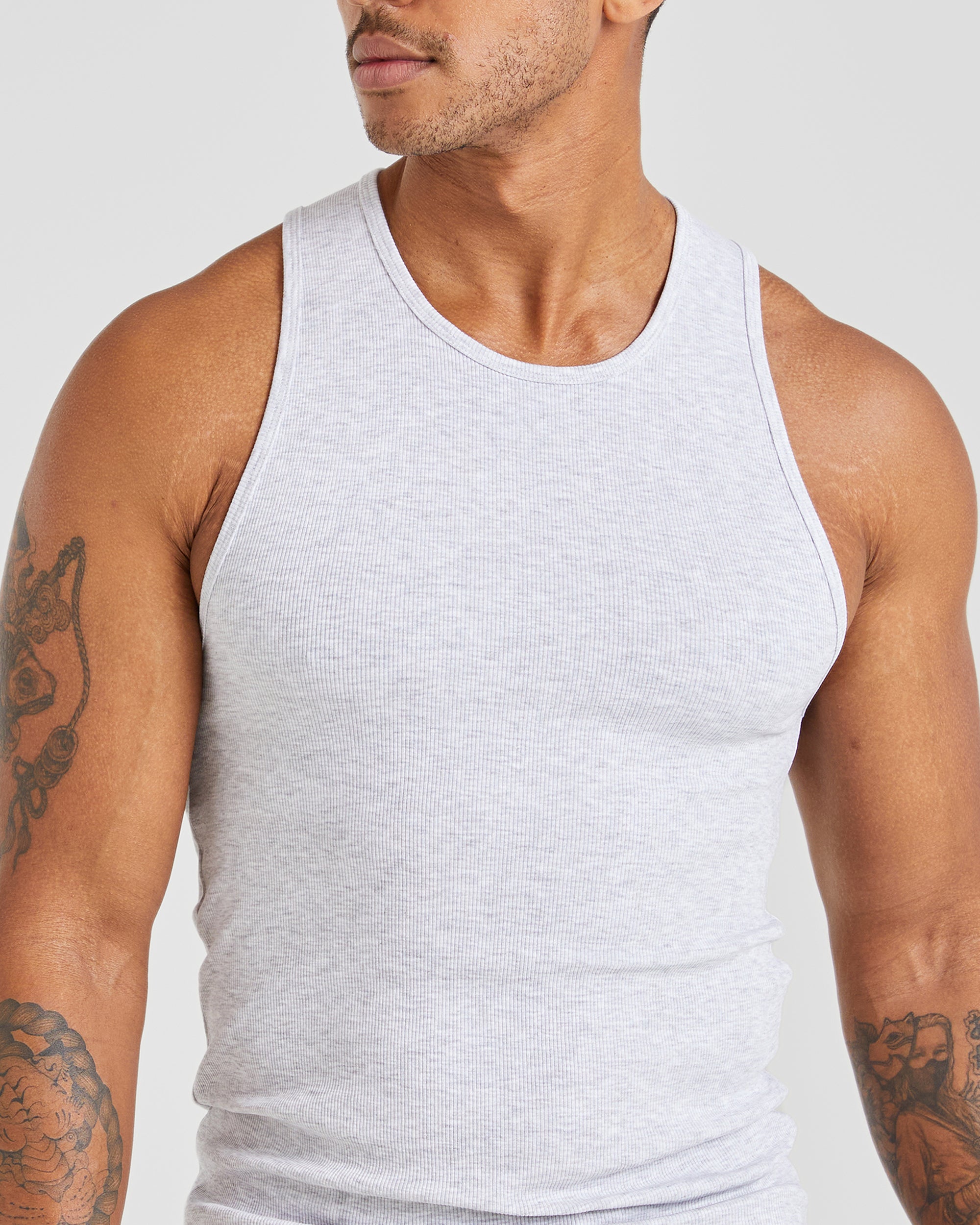 Essential Ribbed Tank - Light Gris Marl