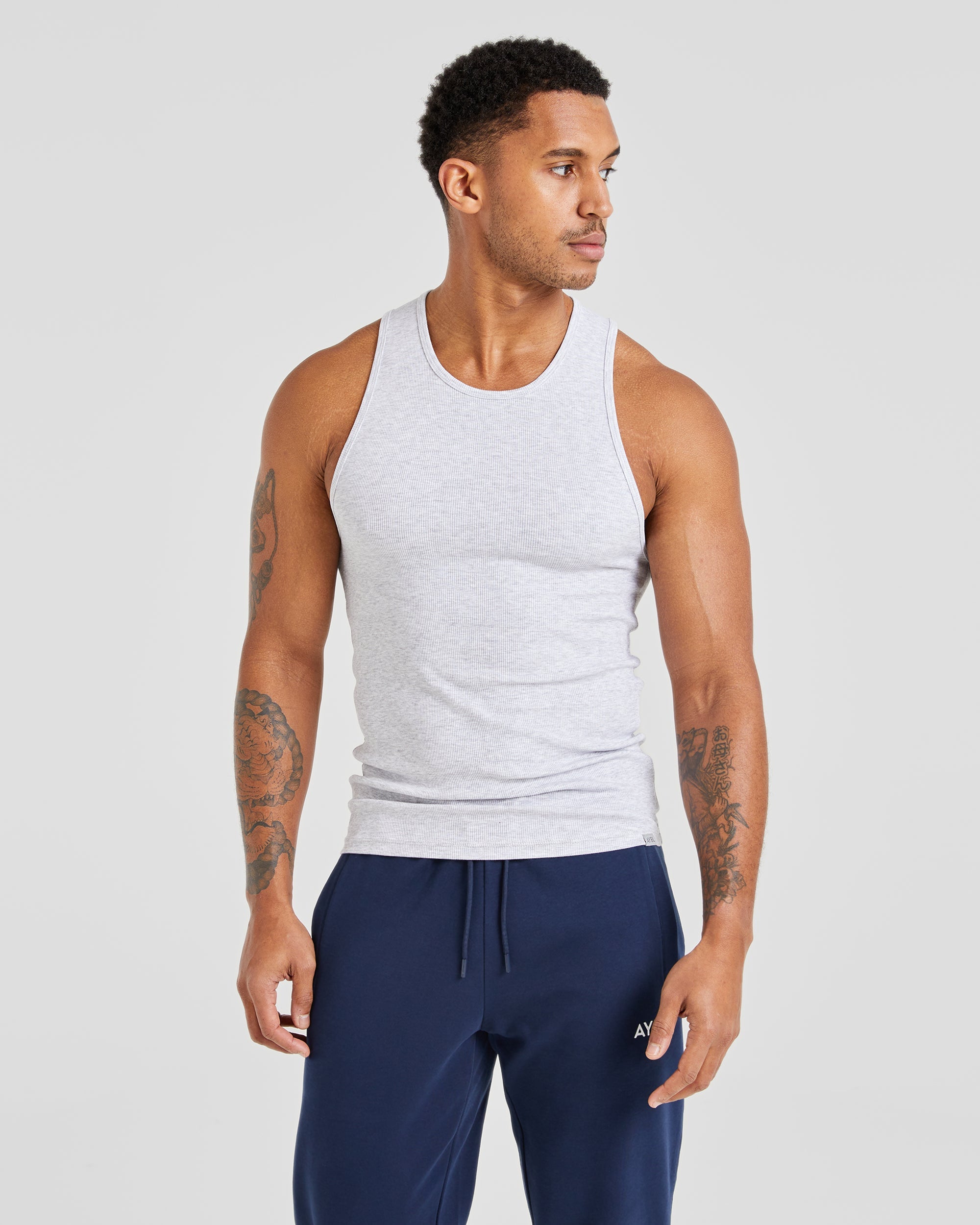 Essential Ribbed Tank - Light Gris Marl