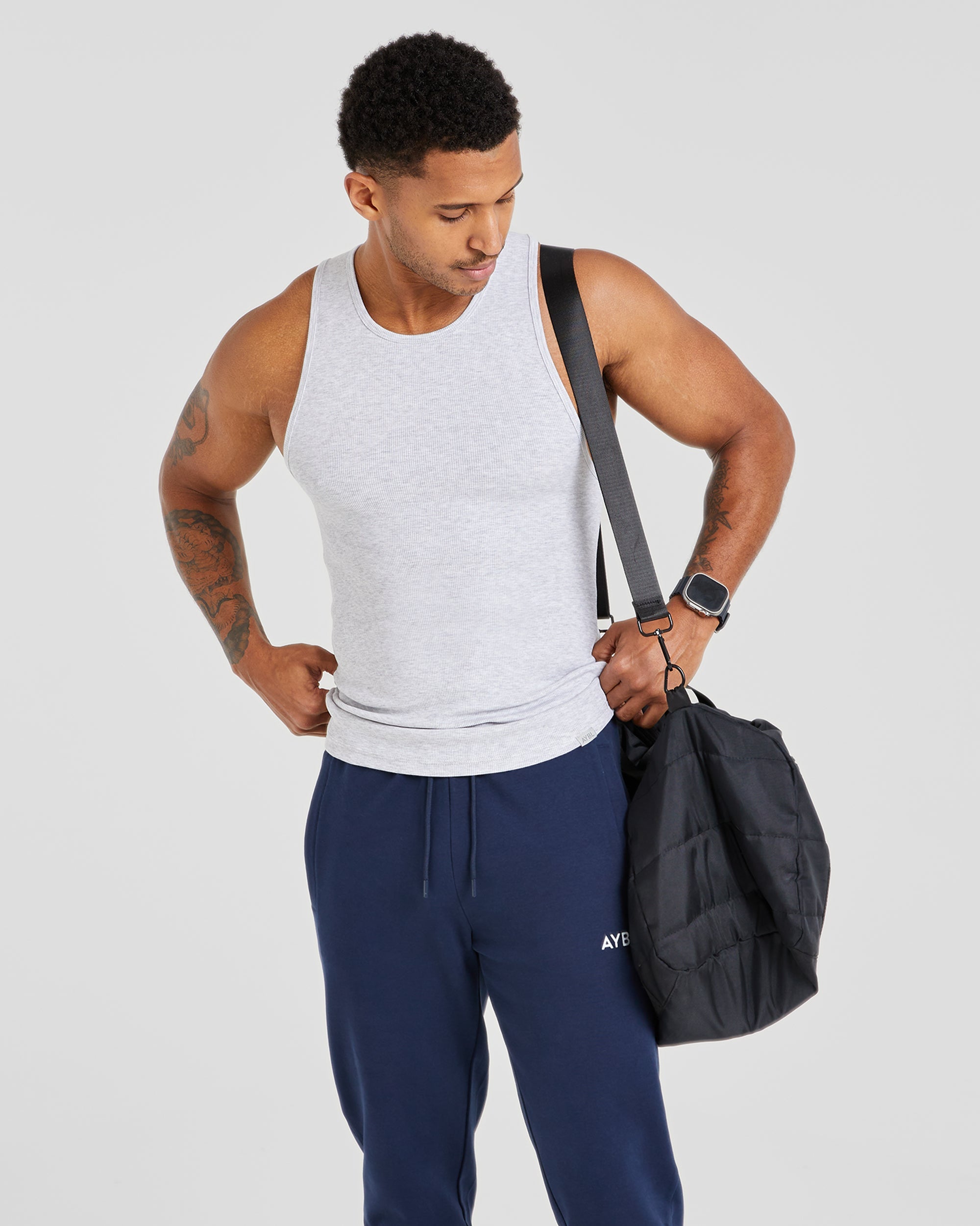 Essential Ribbed Tank - Light Gris Marl