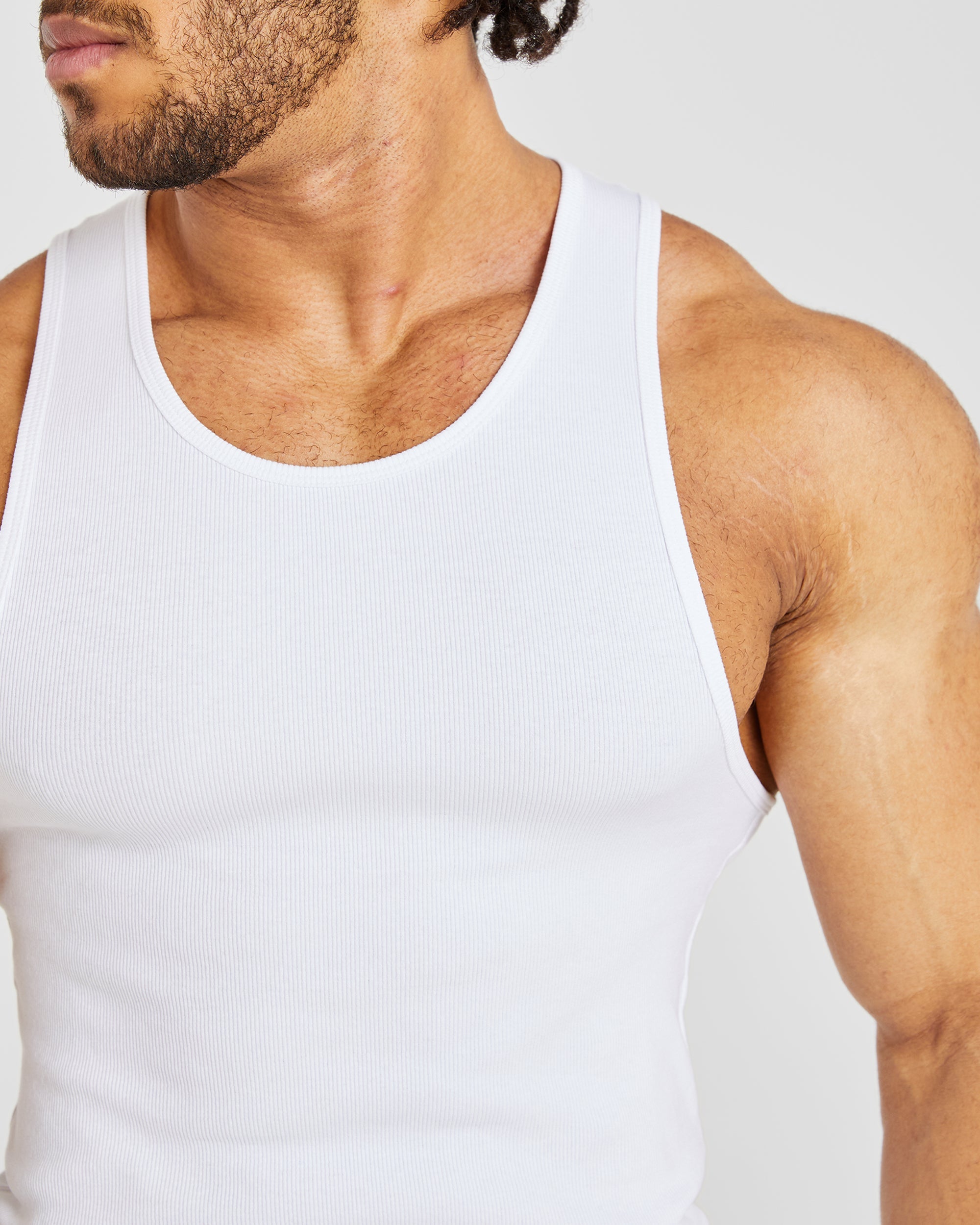 Muscle Ribbed Tank - Blanc