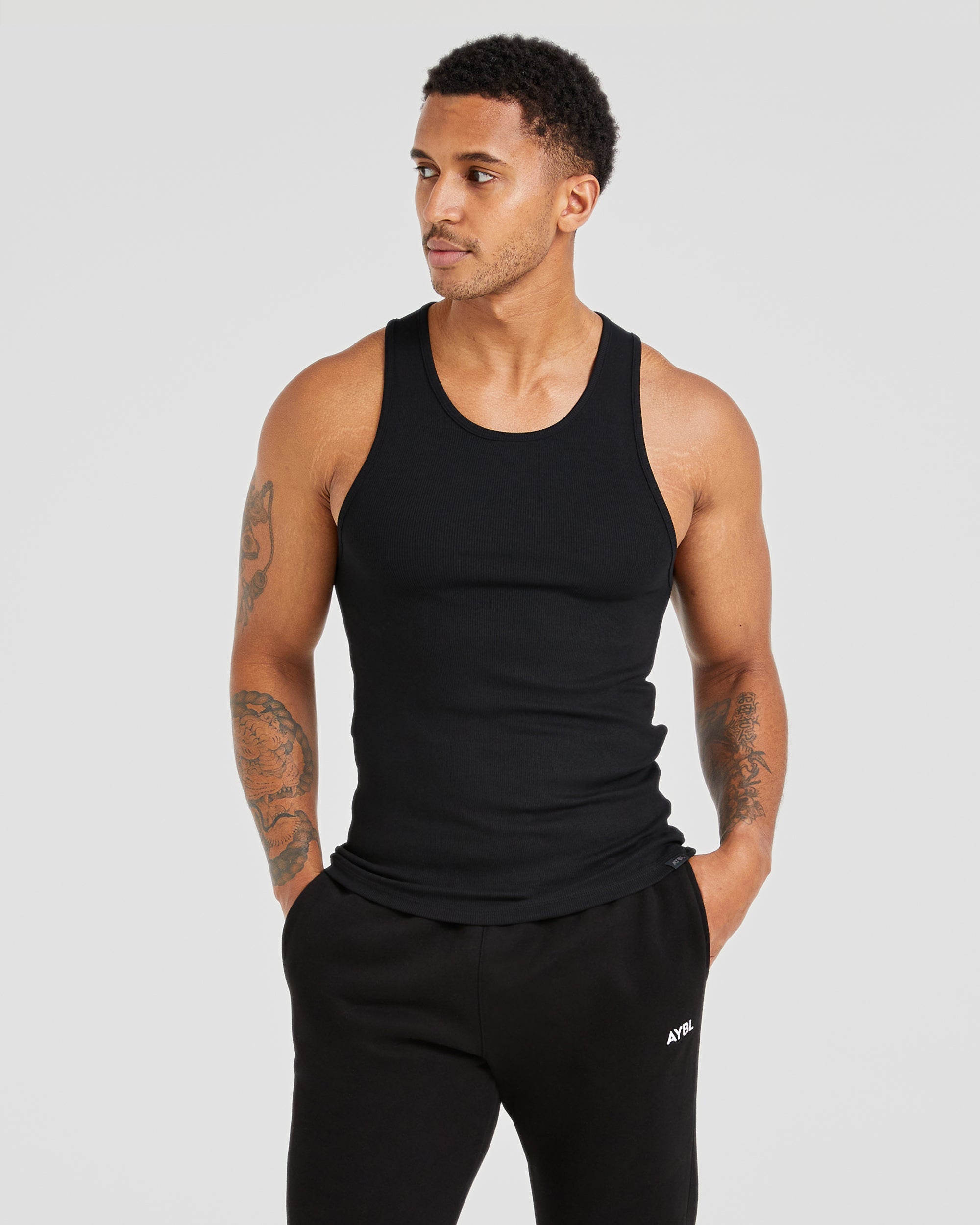 Muscle Ribbed Tank - Noir