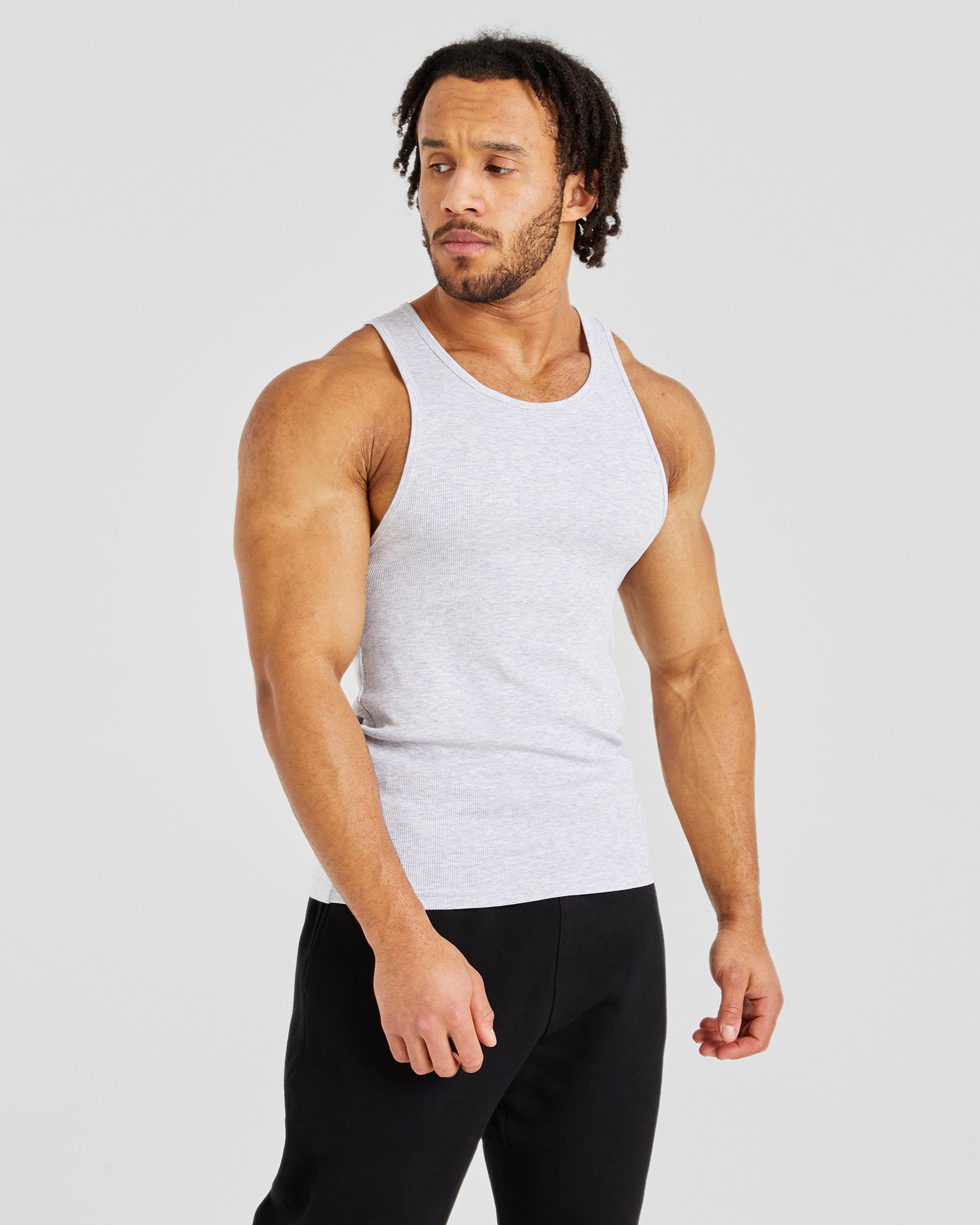 Muscle Ribbed Tank - Light Gris Marl