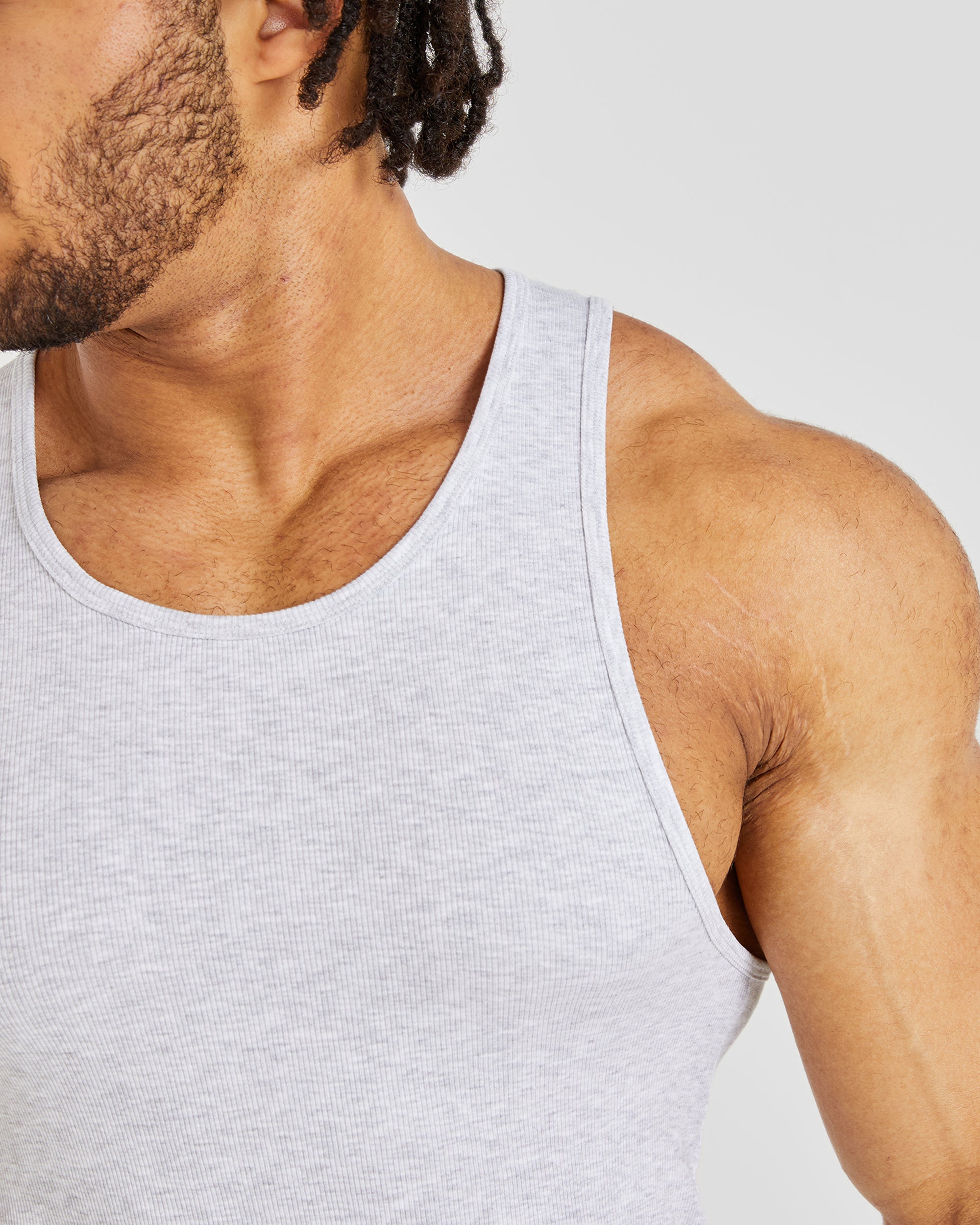 Muscle Ribbed Tank - Light Gris Marl