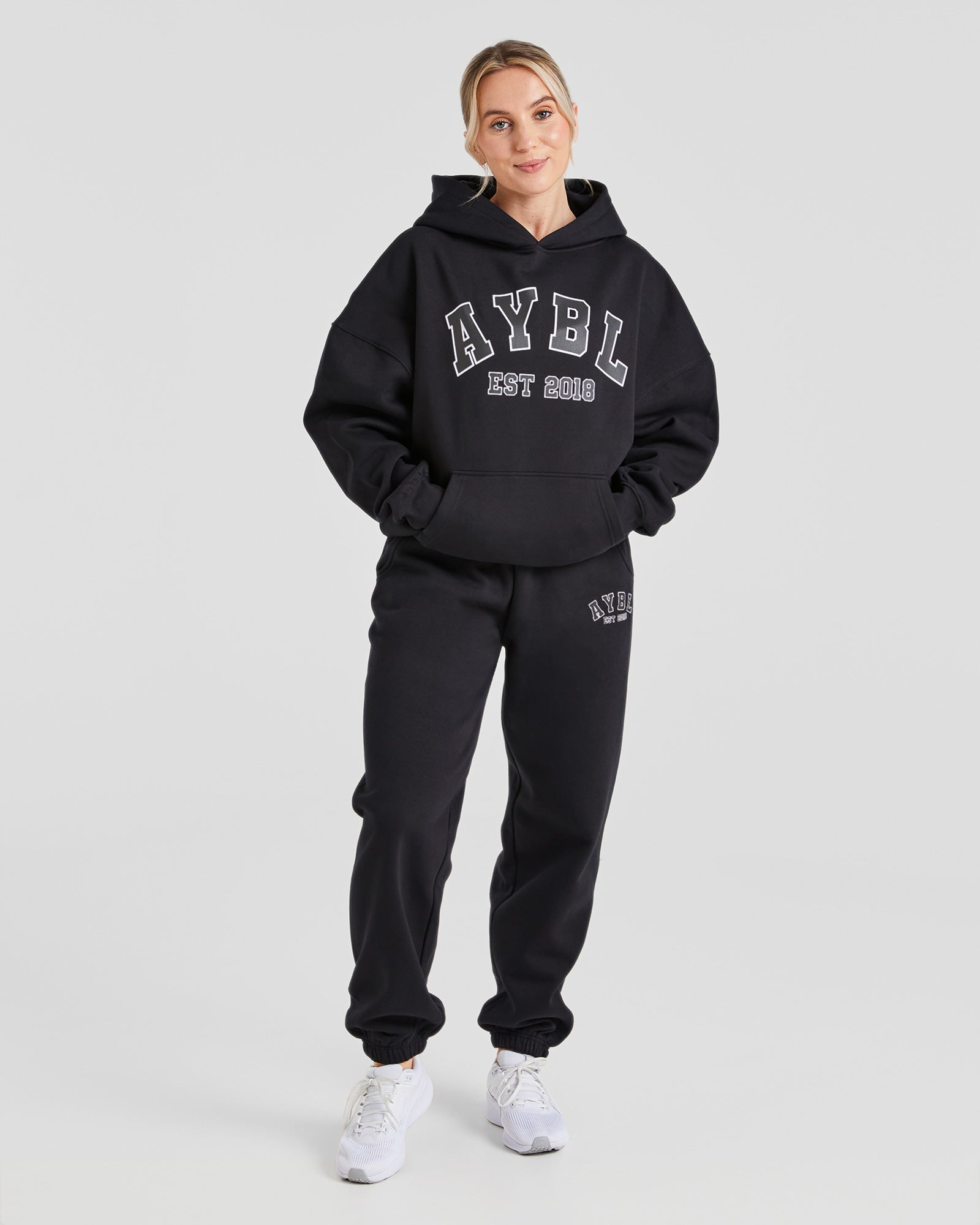 Varsity Graphic Oversized Hoodie - Noir