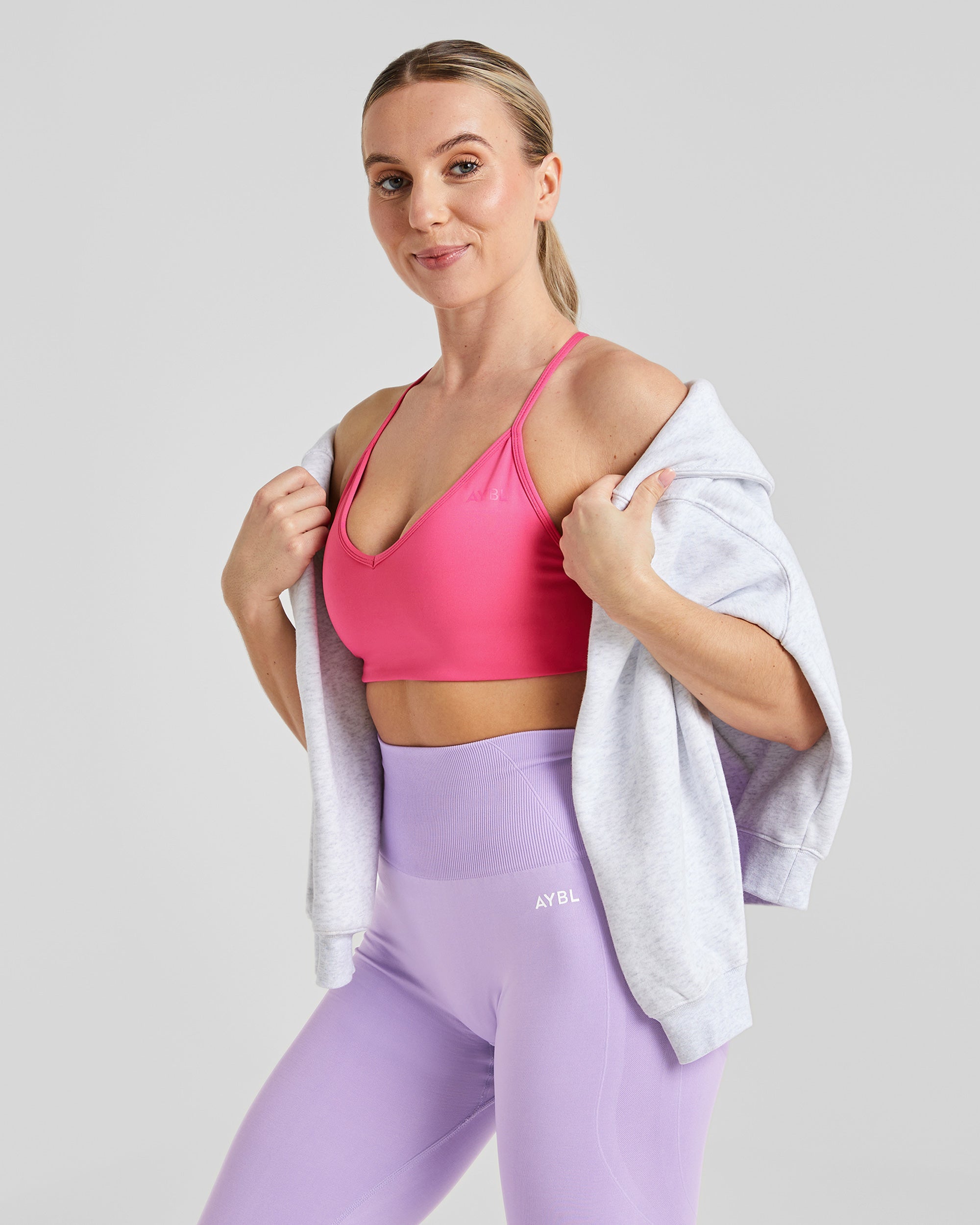 Essential Crossback Sports Bra - Hot Rose