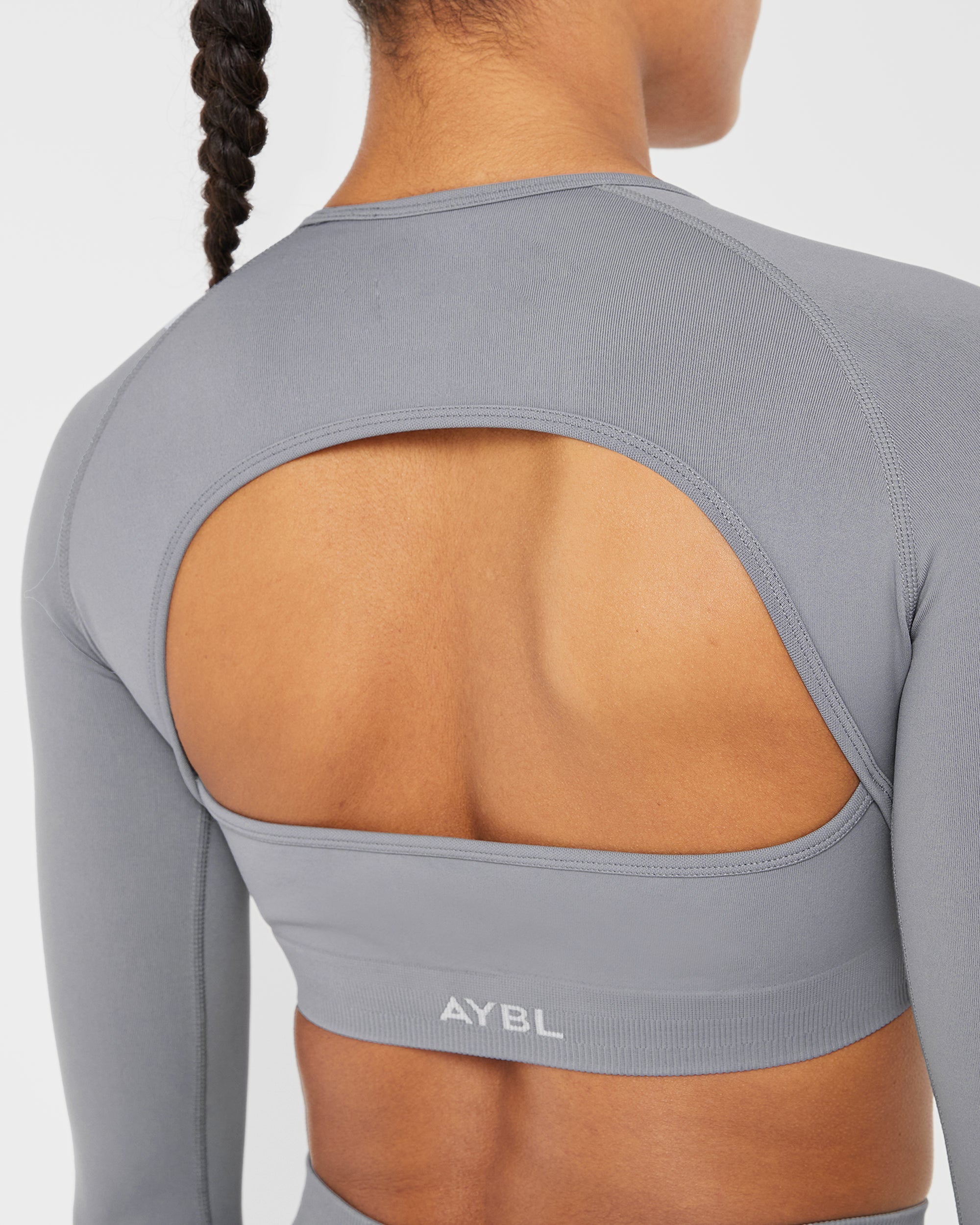 Power Seamless Long Sleeve Crop Top - Gris