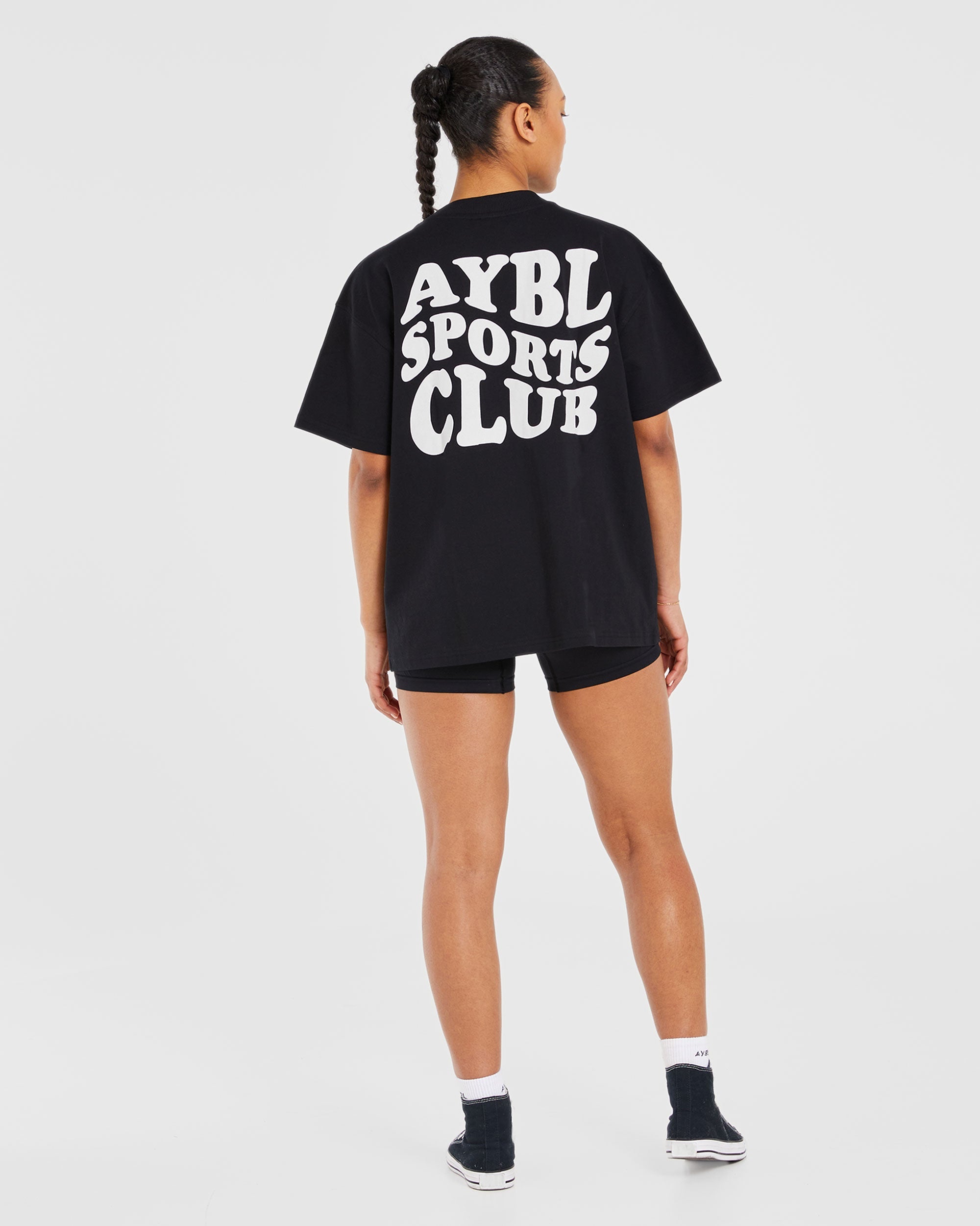 Sports Club Wavy Oversized T Shirt - Noir