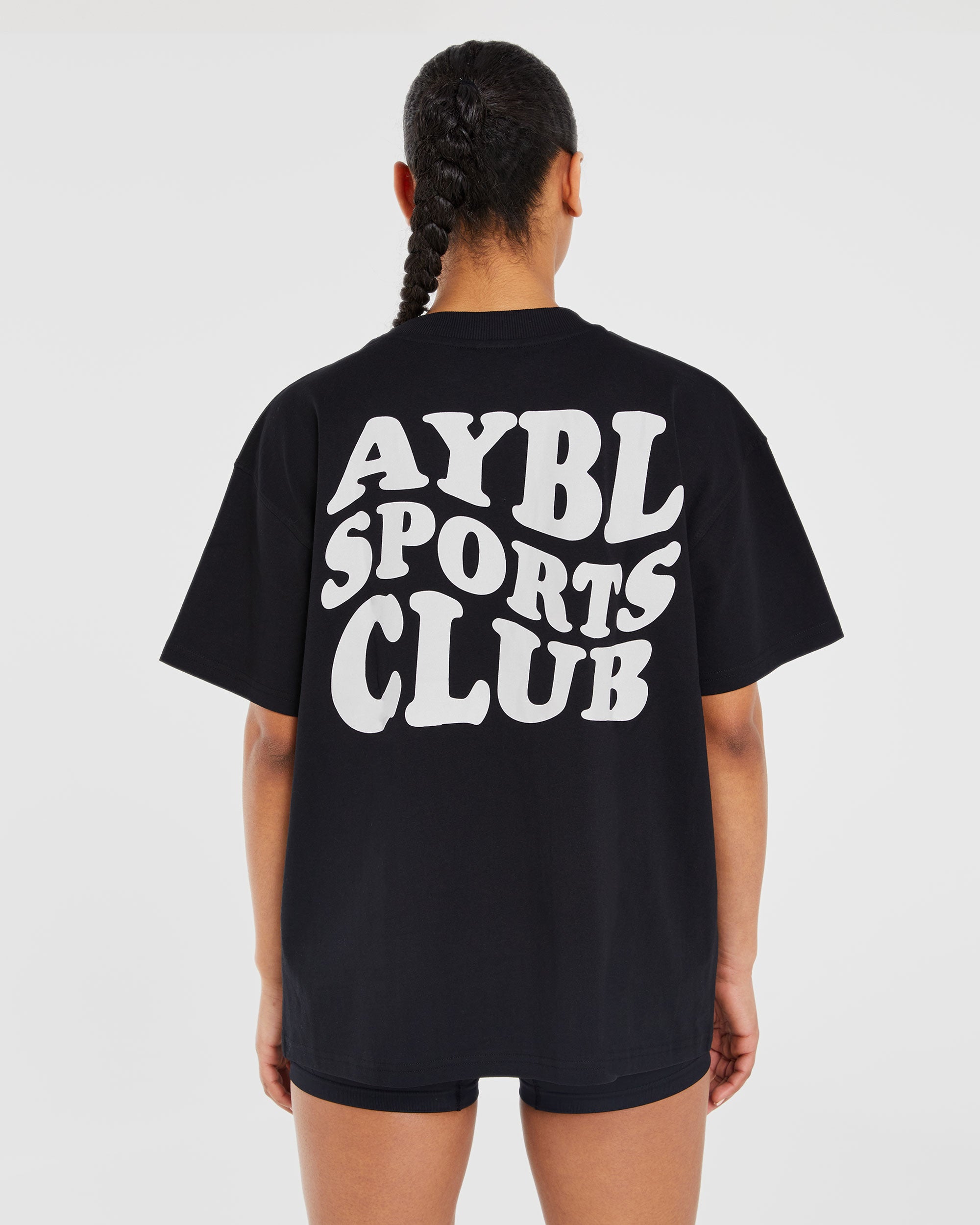 Sports Club Wavy Oversized T Shirt - Noir