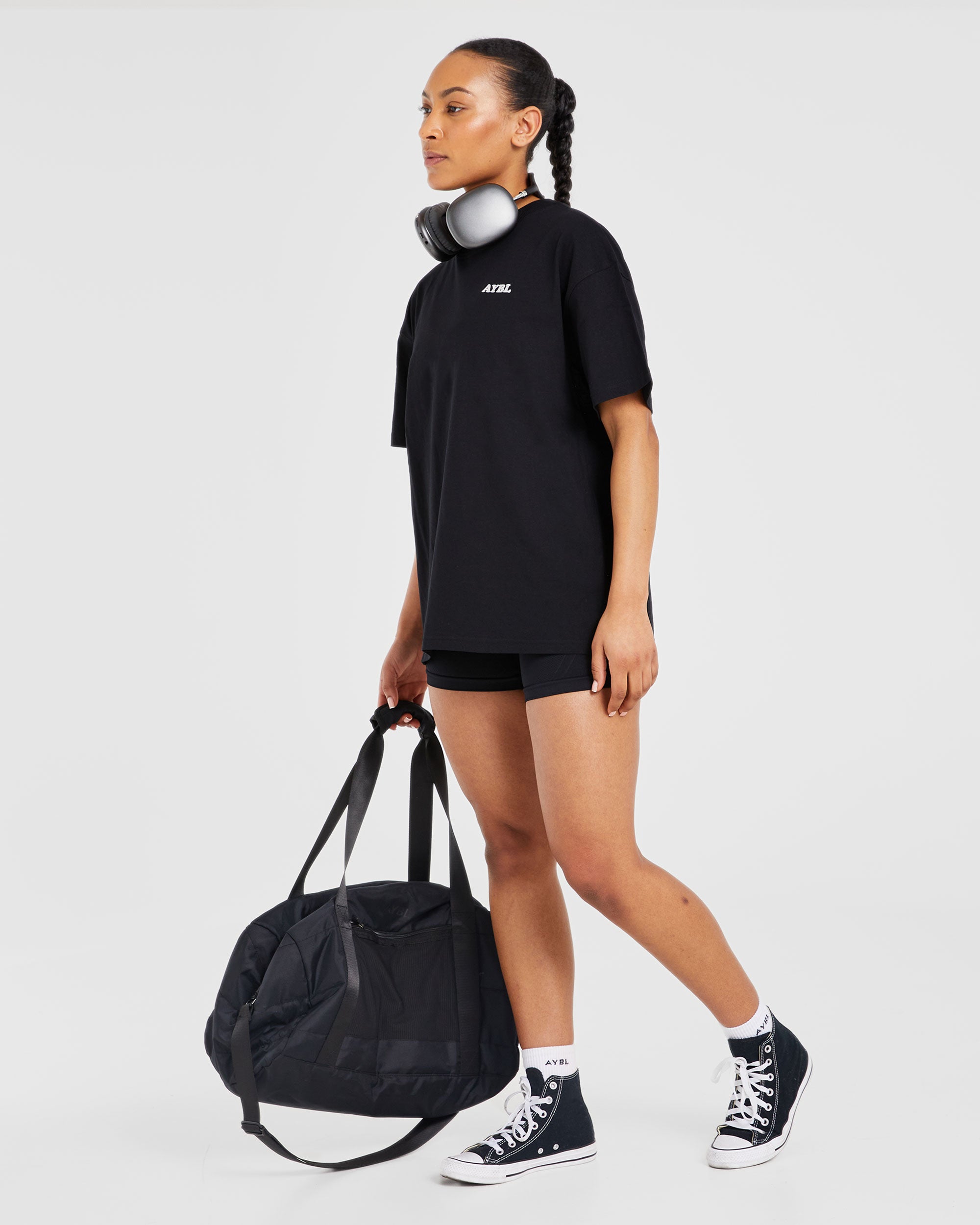 Sports Club Wavy Oversized T Shirt - Noir