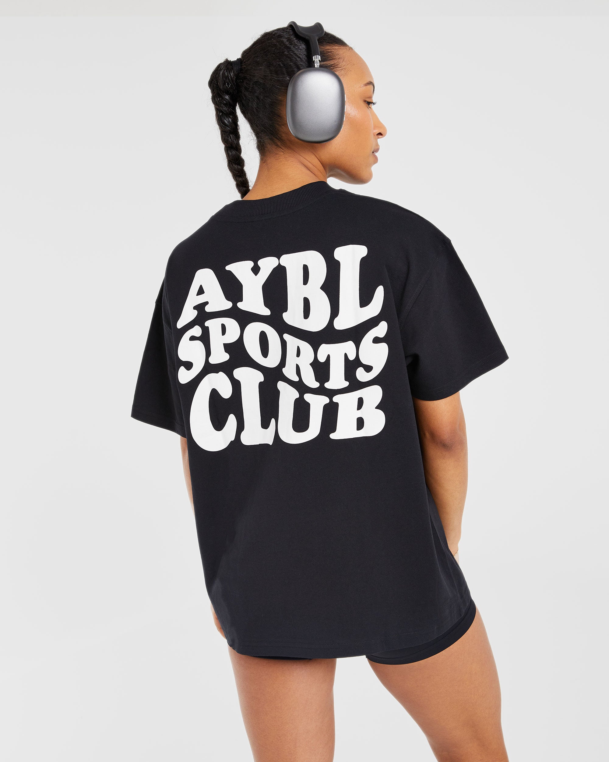 Sports Club Wavy Oversized T Shirt - Noir