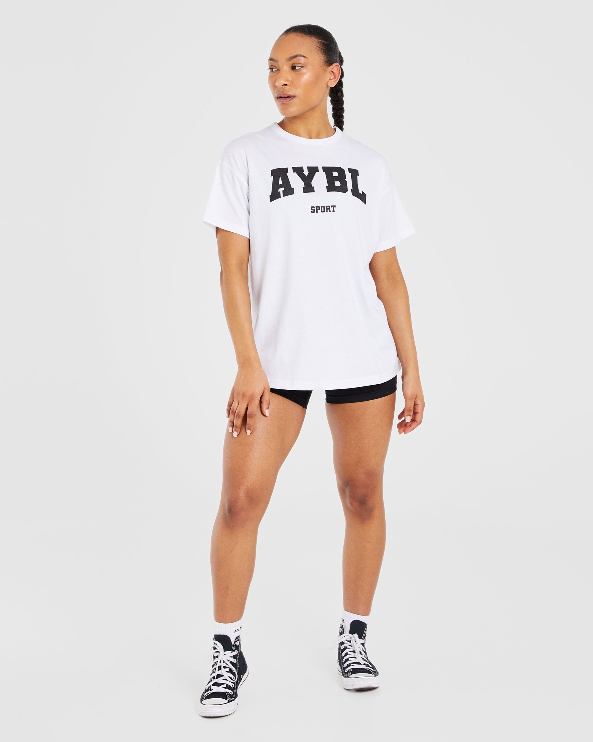 Classic Varsity Oversized T Shirt - Blanc