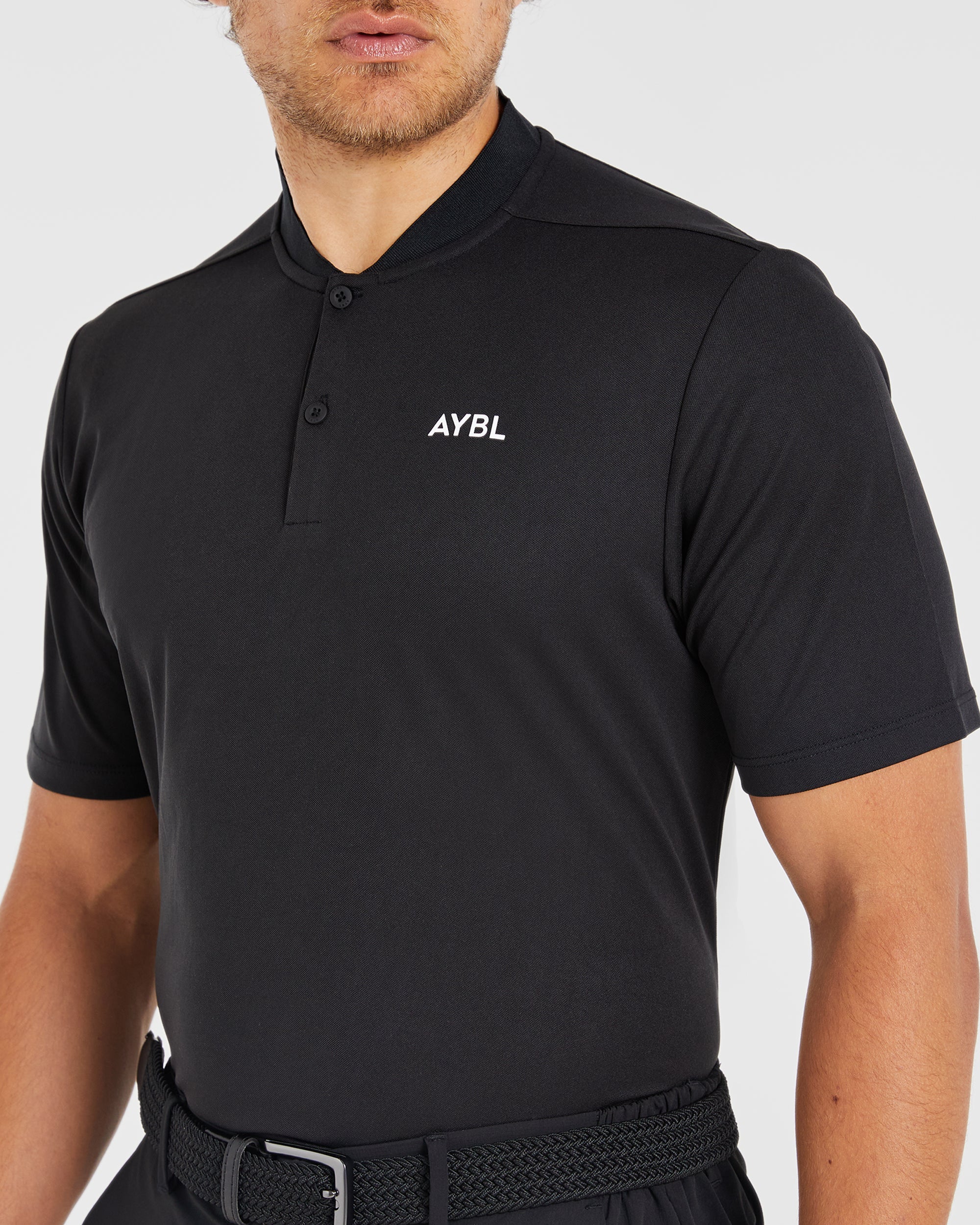 Performance Collarless Polo Shirt - Noir