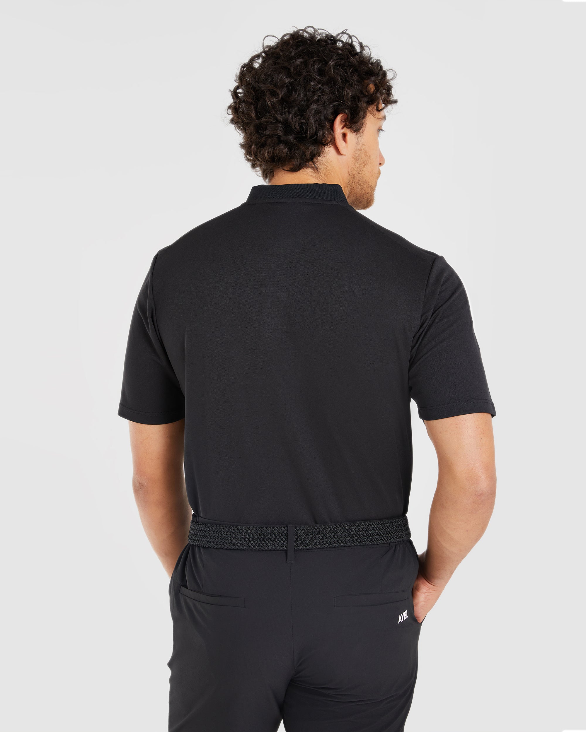 Performance Collarless Polo Shirt - Noir