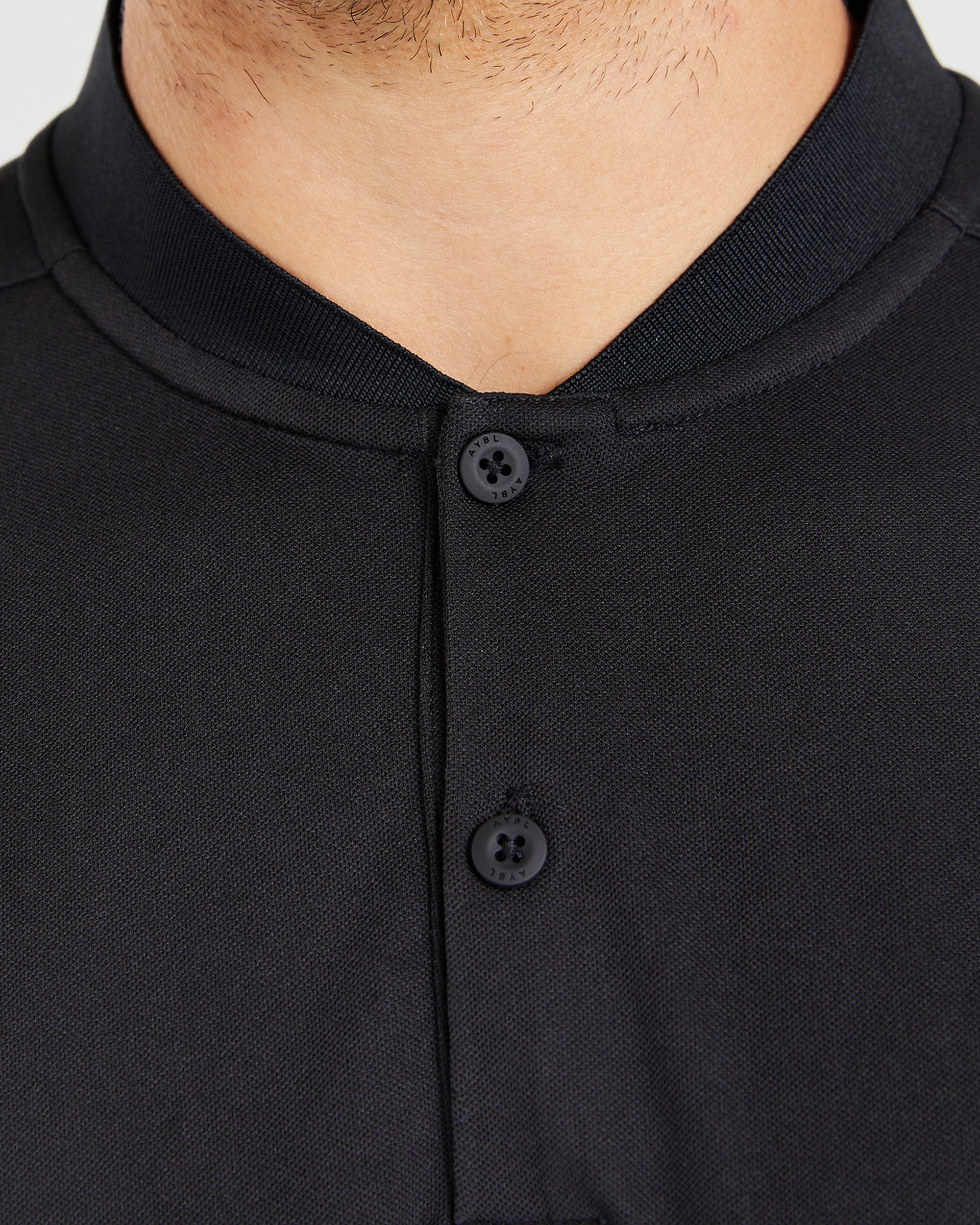 Performance Collarless Polo Shirt - Noir