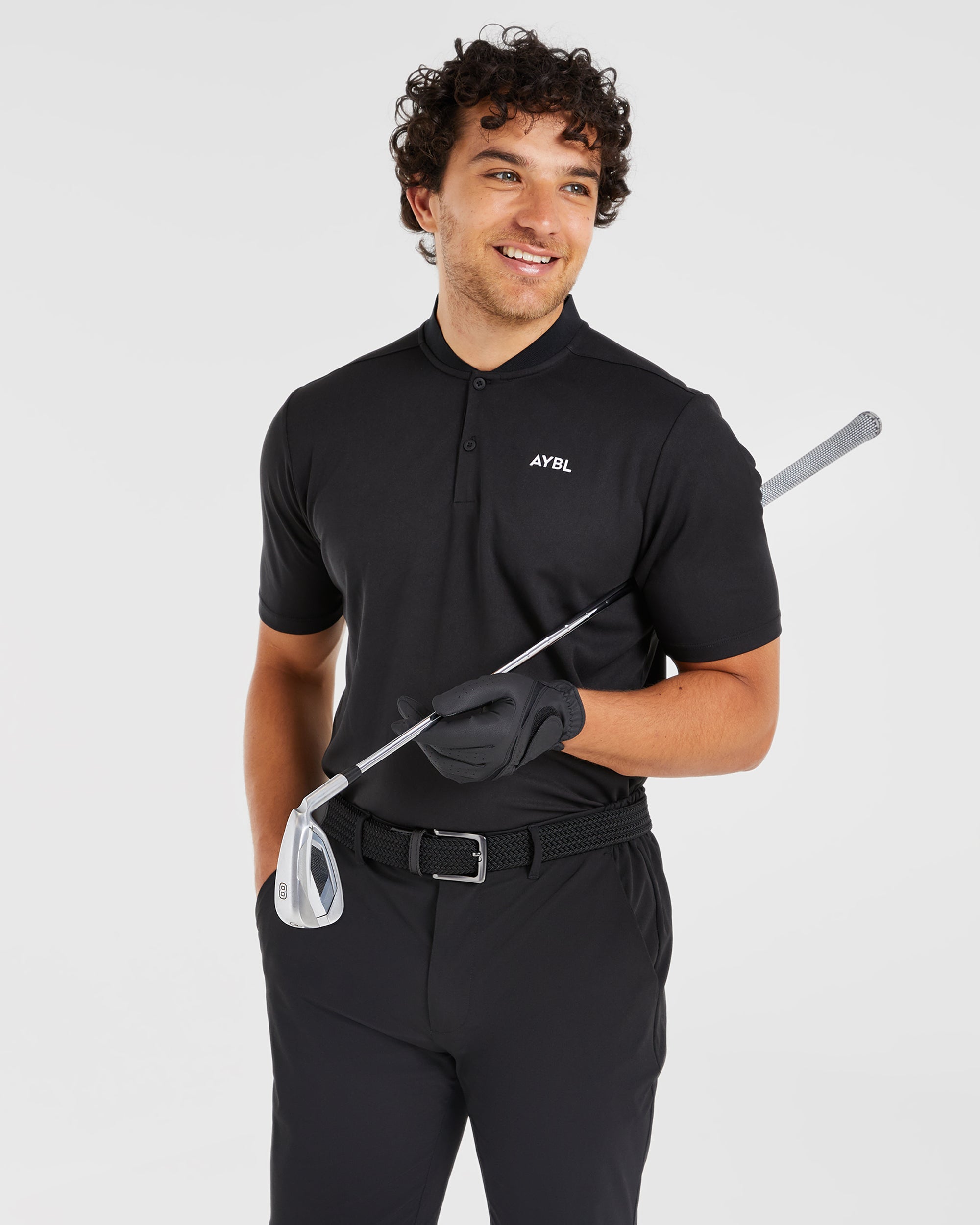 Performance Collarless Polo Shirt - Noir