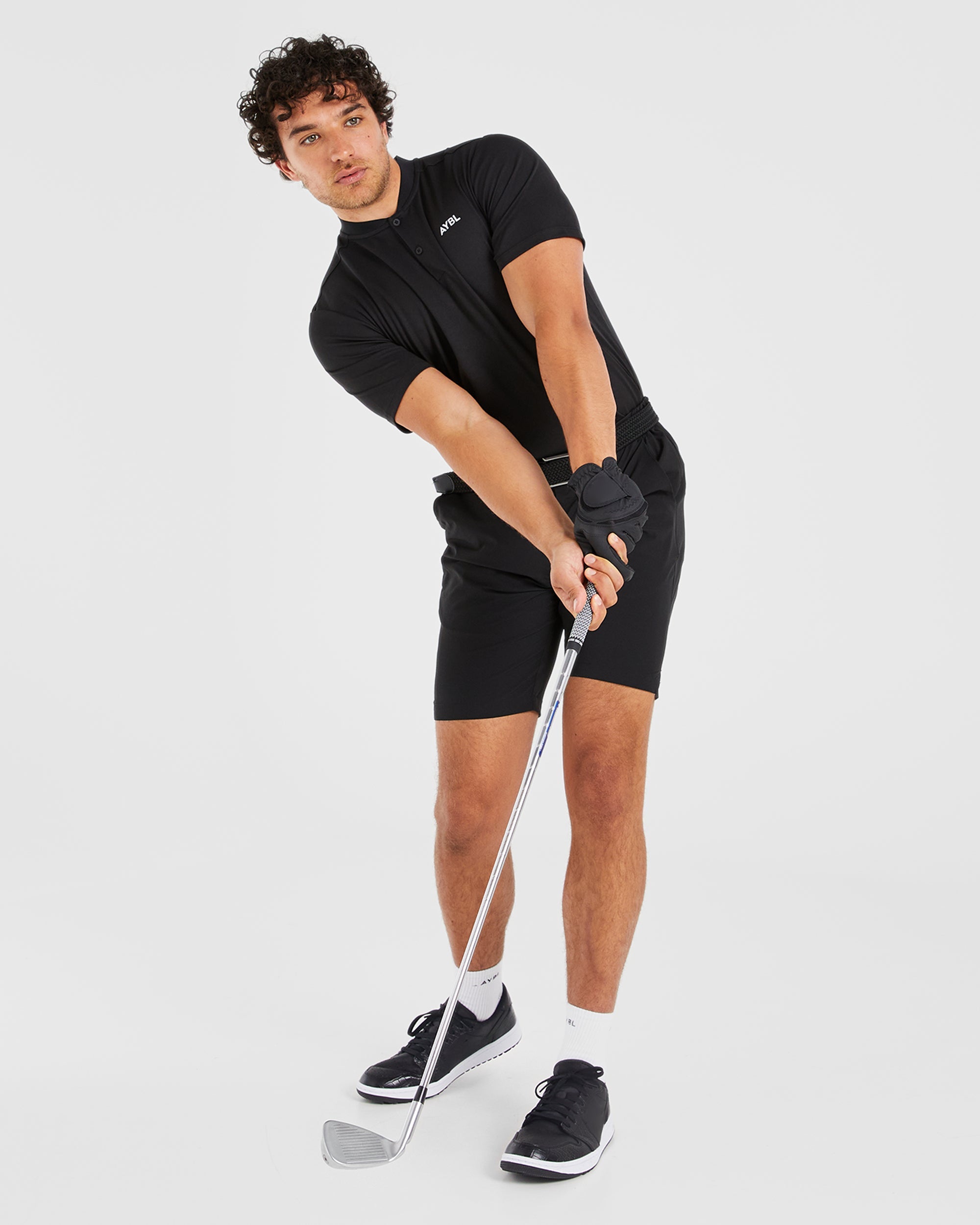 Performance Collarless Polo Shirt - Noir