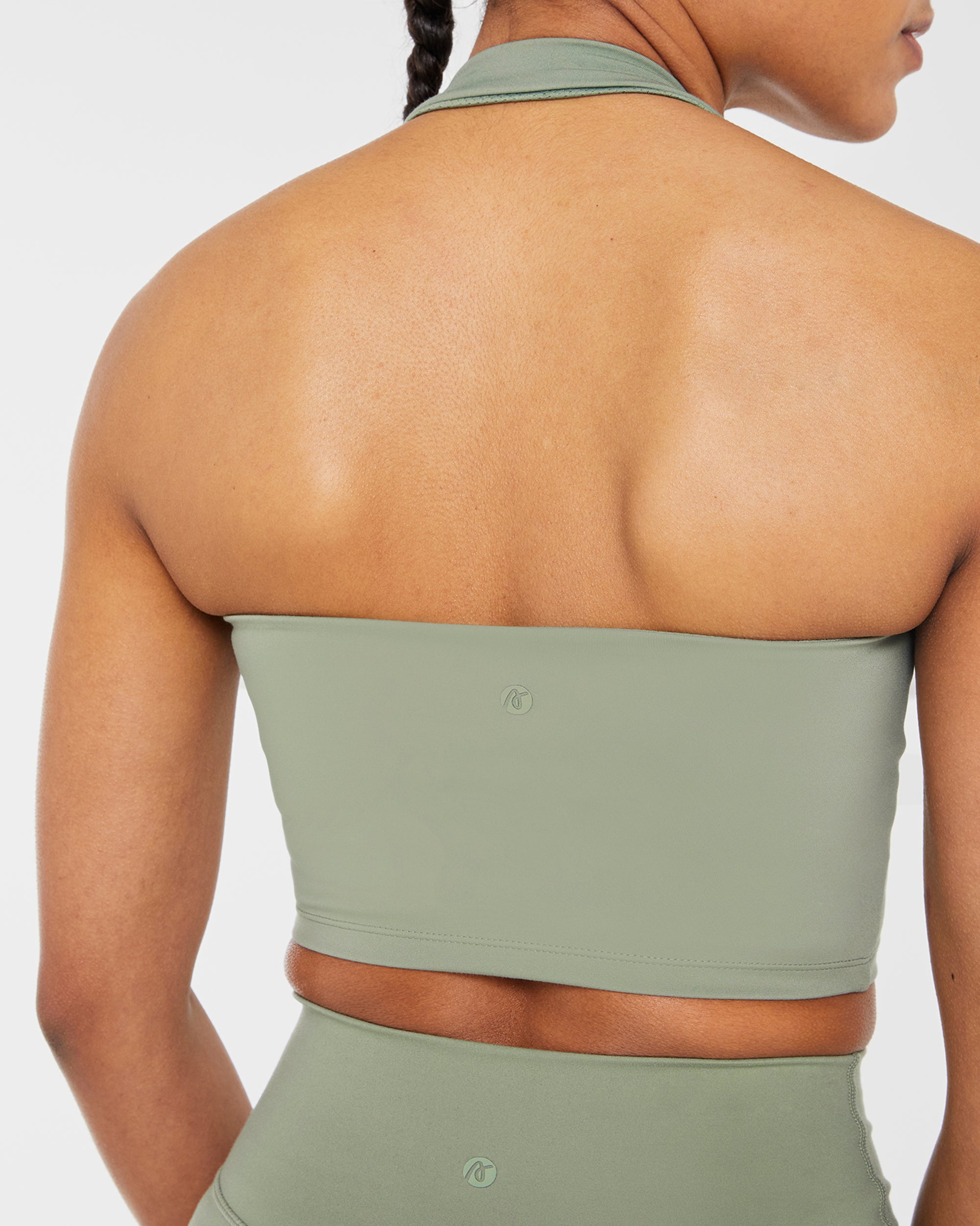 Staple Halterneck Crop Top - Olive Vert