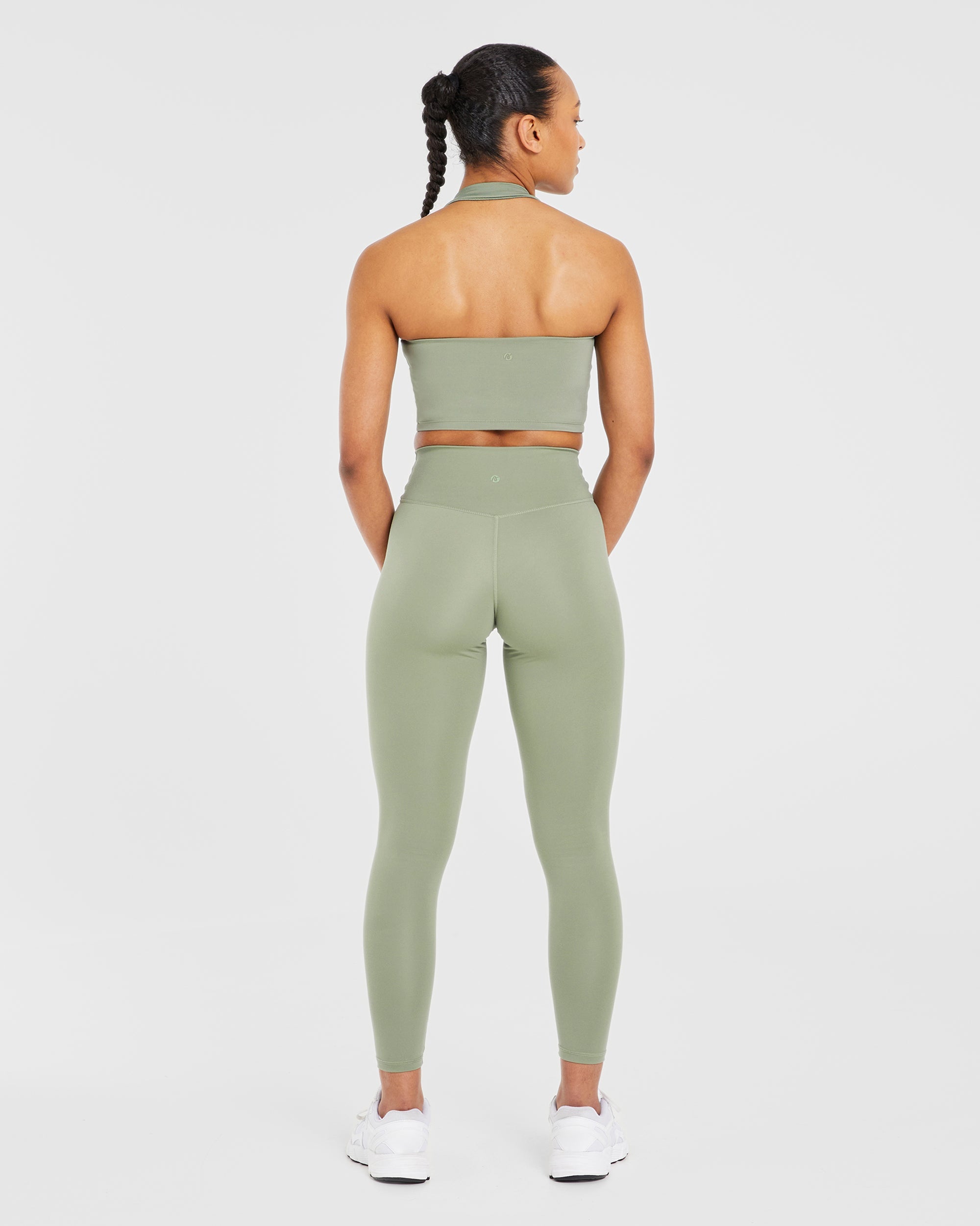 Staple Halterneck Crop Top - Olive Vert