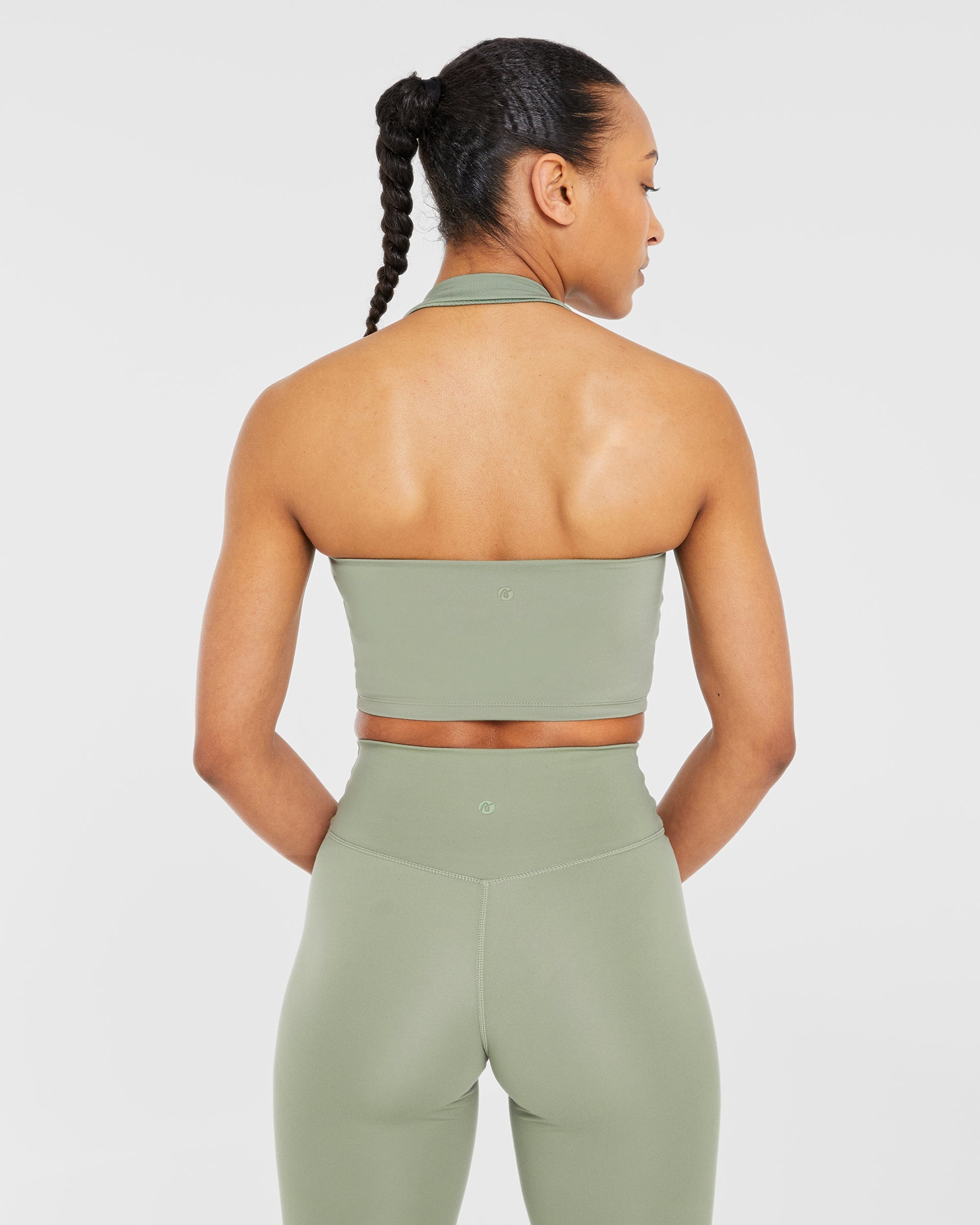 Staple Halterneck Crop Top - Olive Vert