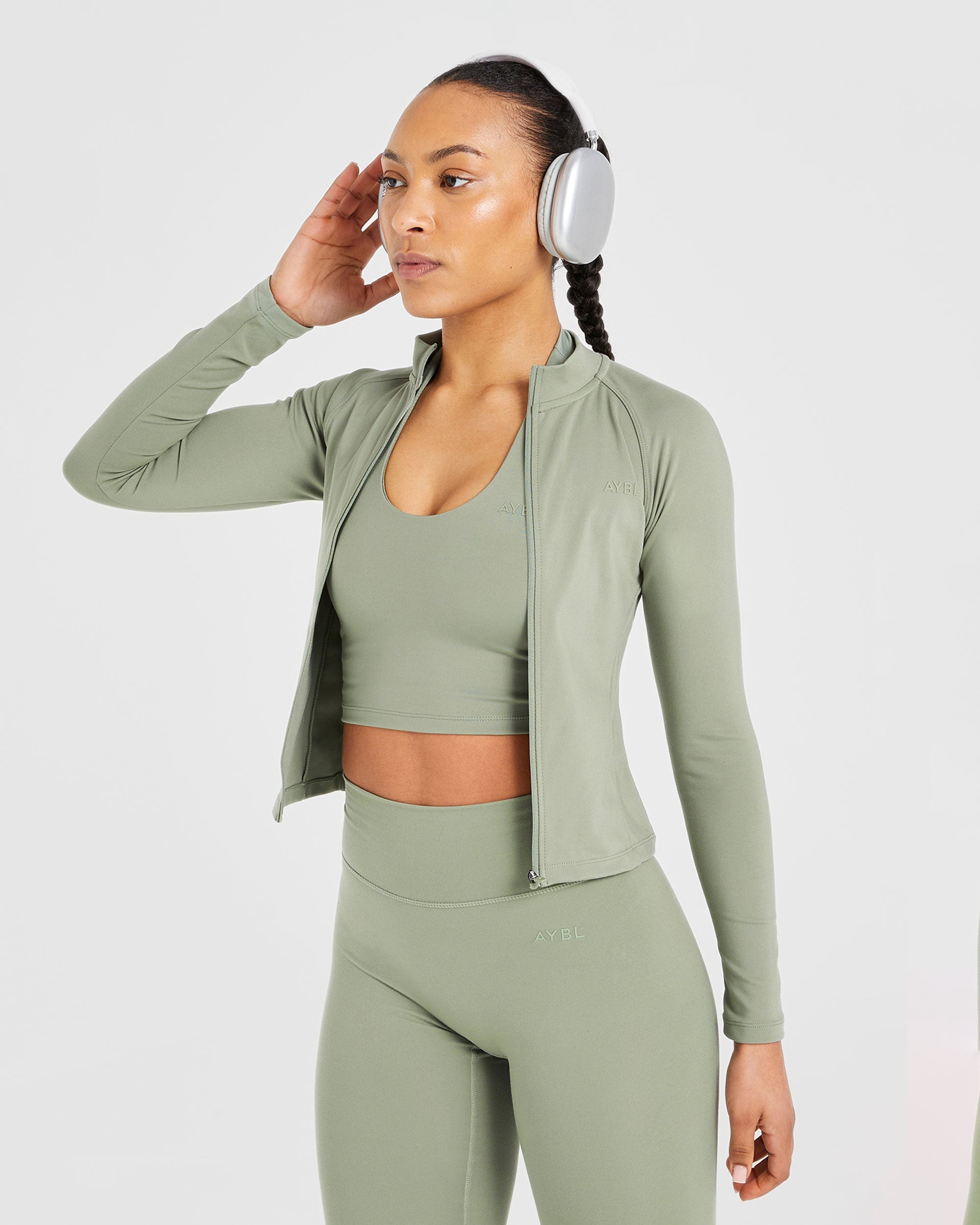 Staple Halterneck Crop Top - Olive Vert