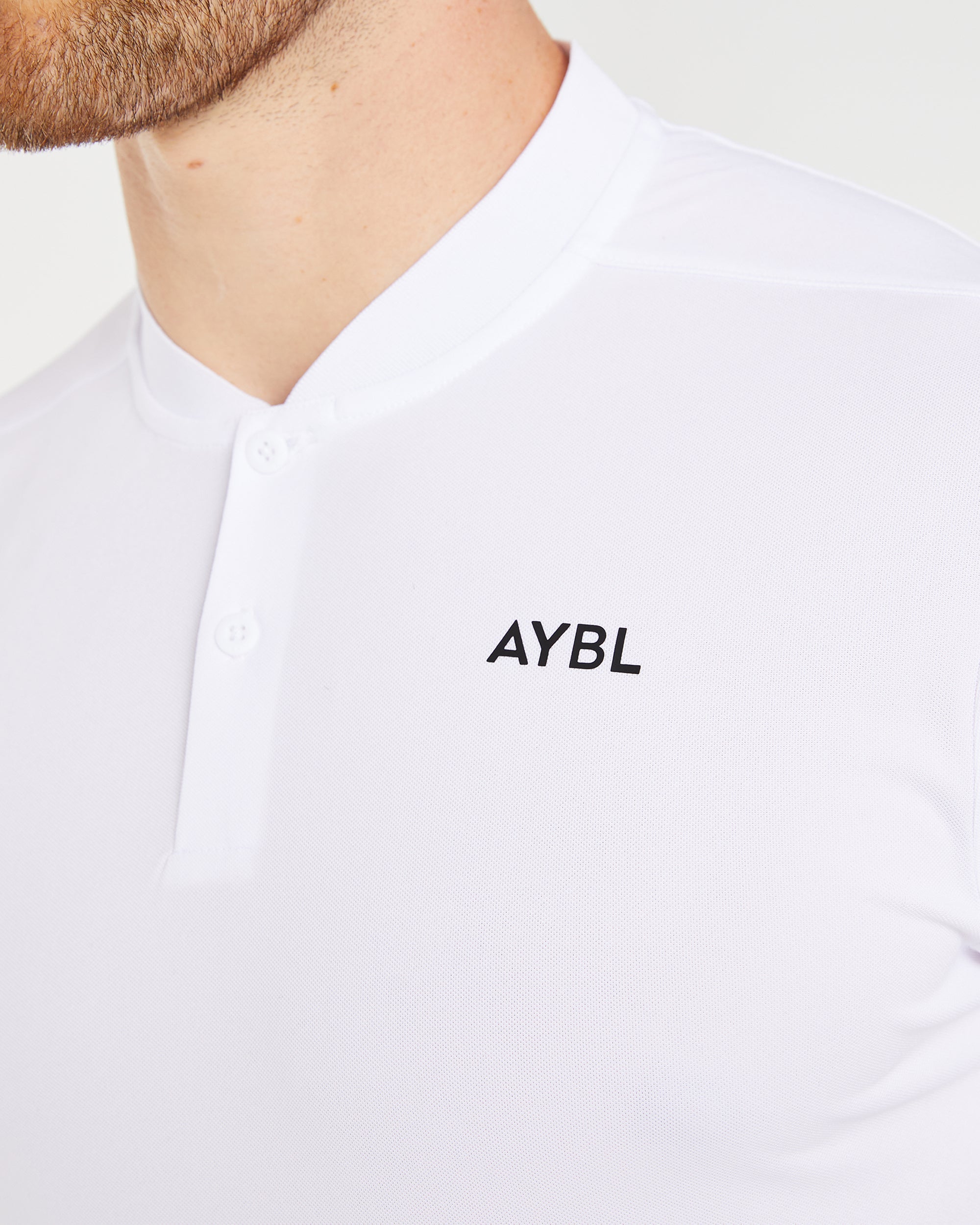 Performance Collarless Polo Shirt - Blanc