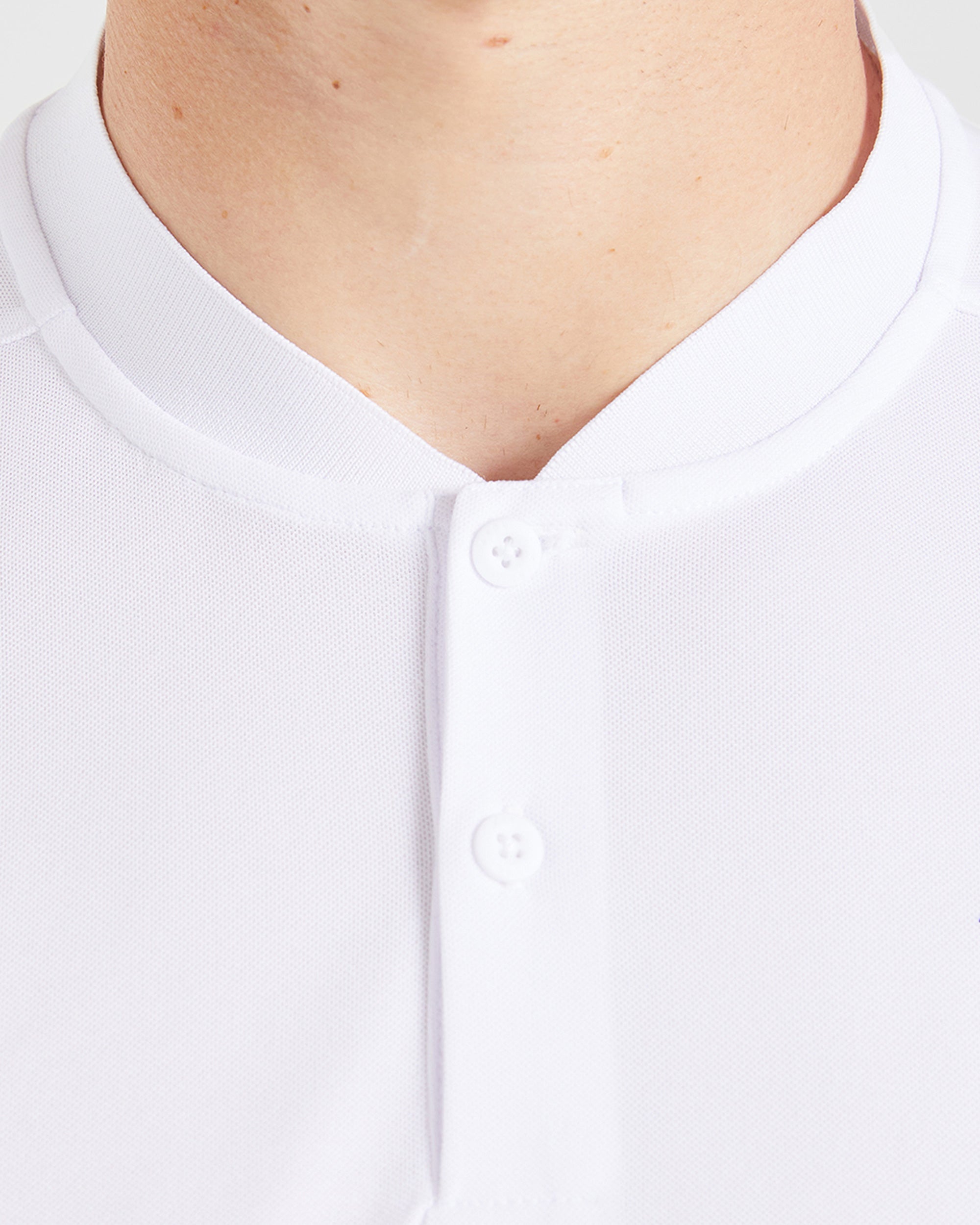 Performance Collarless Polo Shirt - Blanc