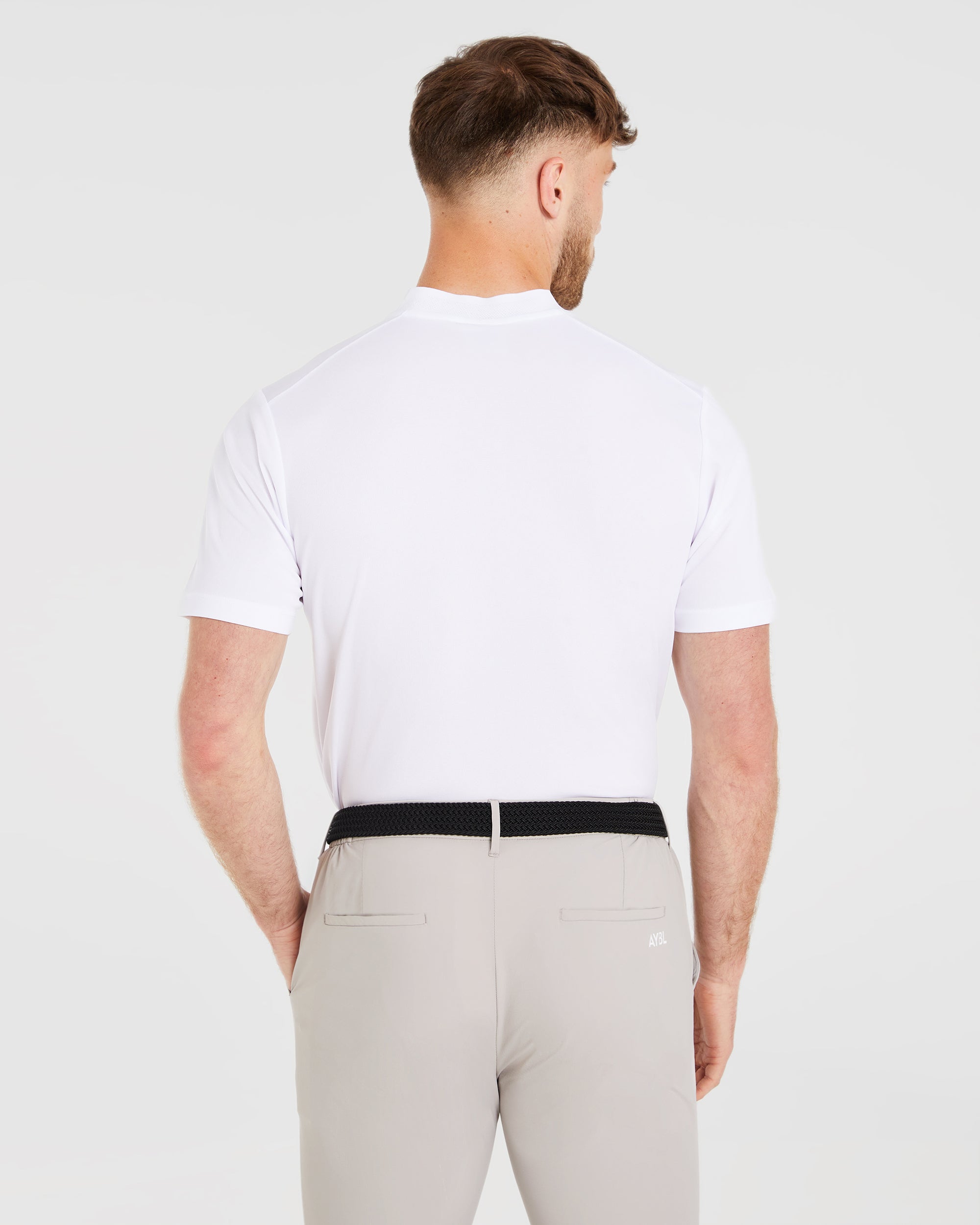 Performance Collarless Polo Shirt - Blanc