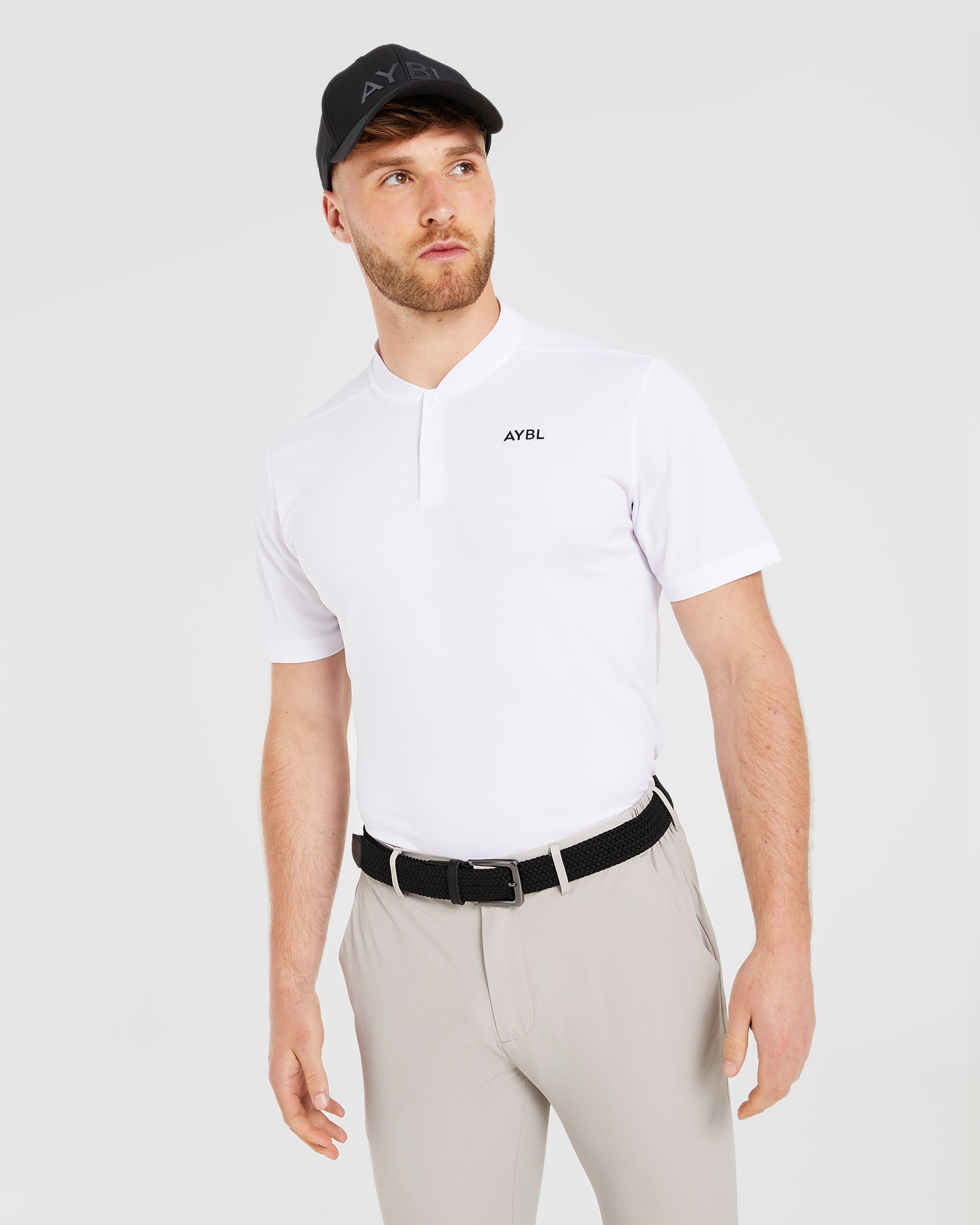 Performance Collarless Polo Shirt - Blanc