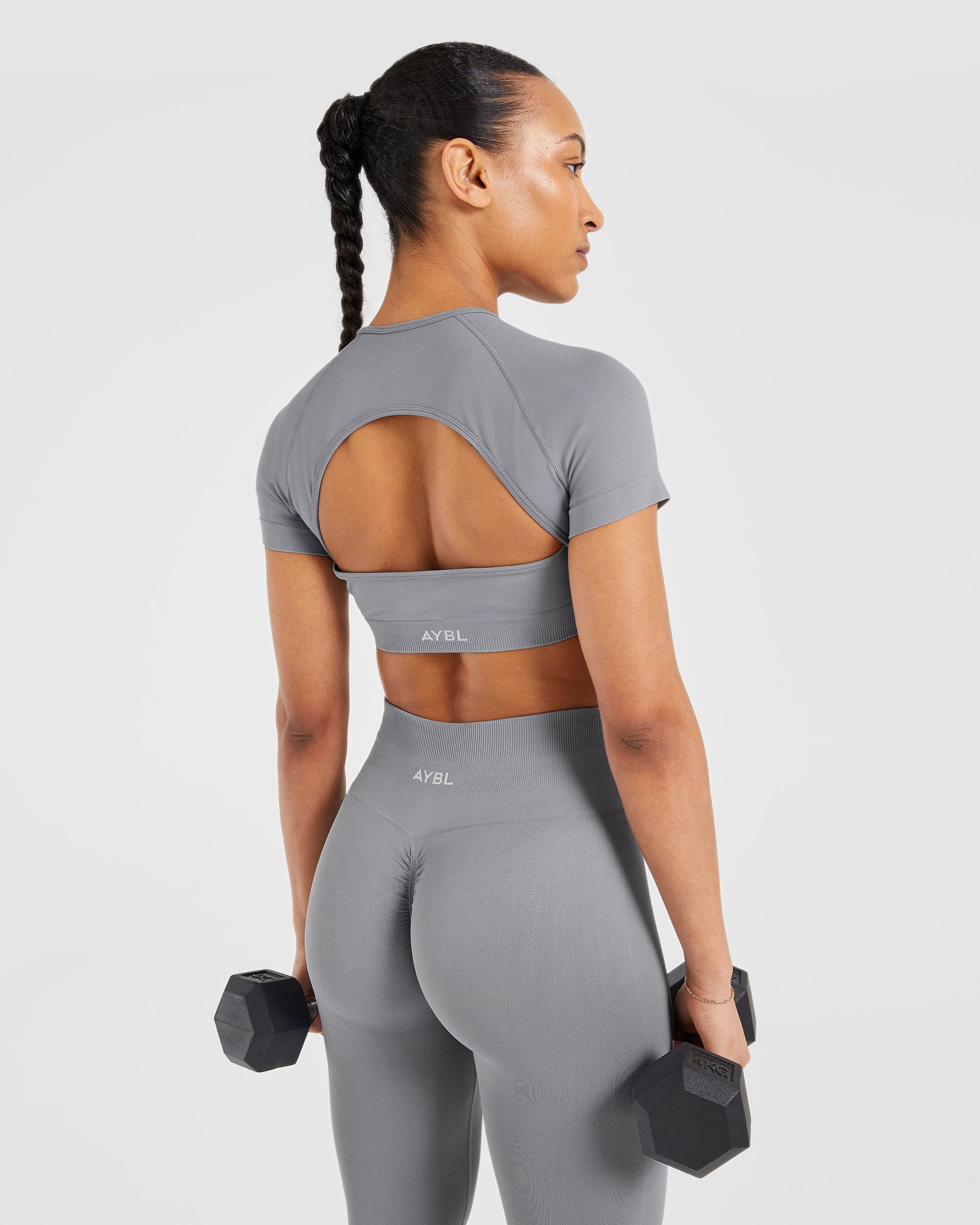 Power Seamless Crop Top - Gris