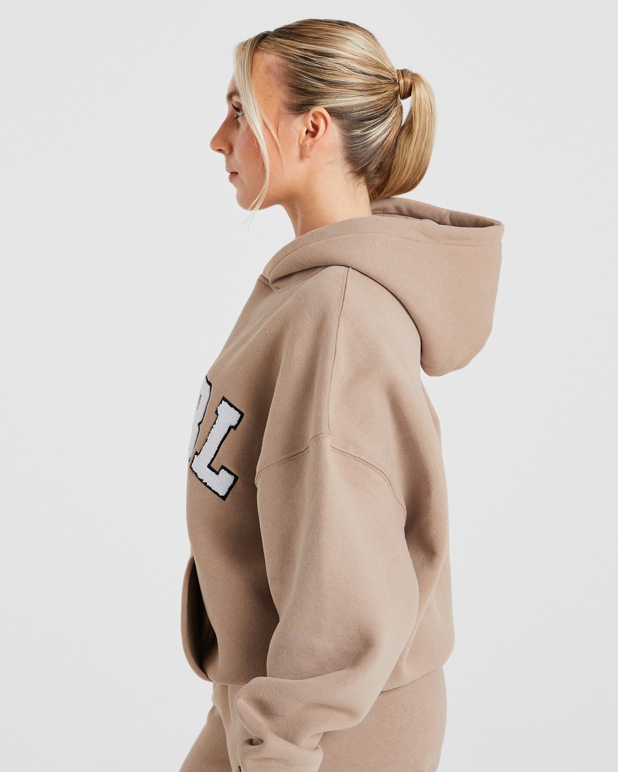 Varsity Oversized Hoodie - Latte Marron