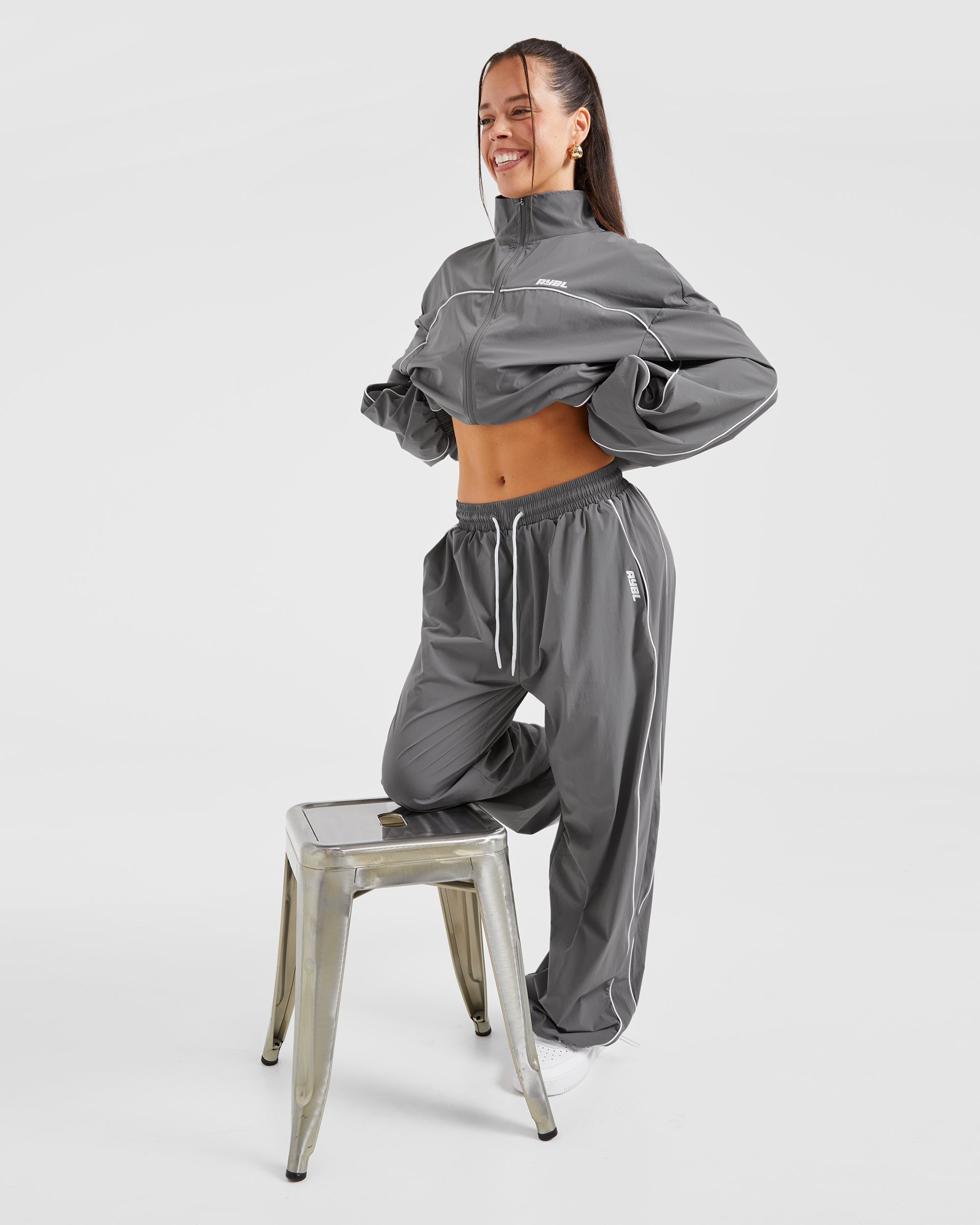 Justine Oversized Track Joggers - Gris