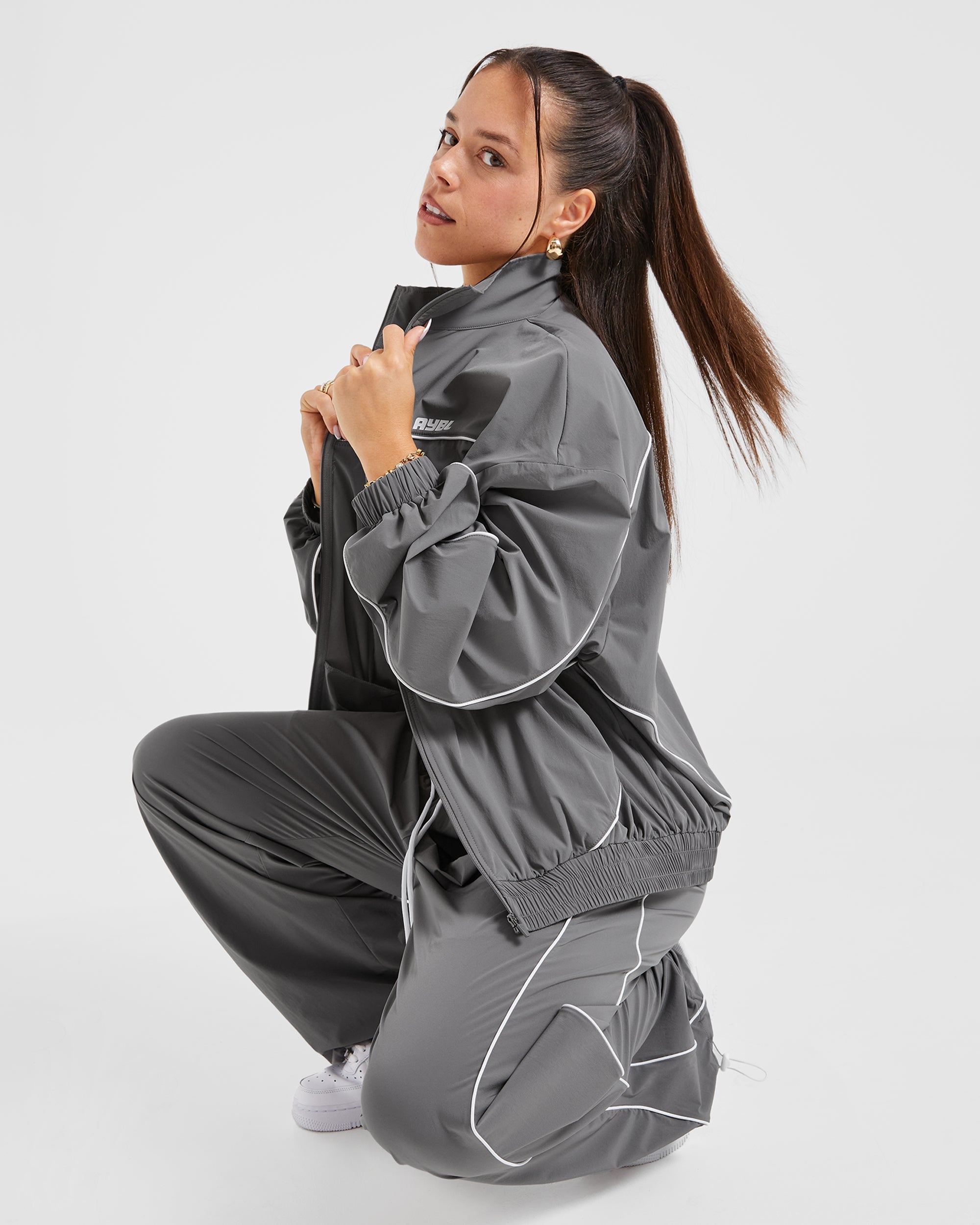 Justine Oversized Track Joggers - Gris