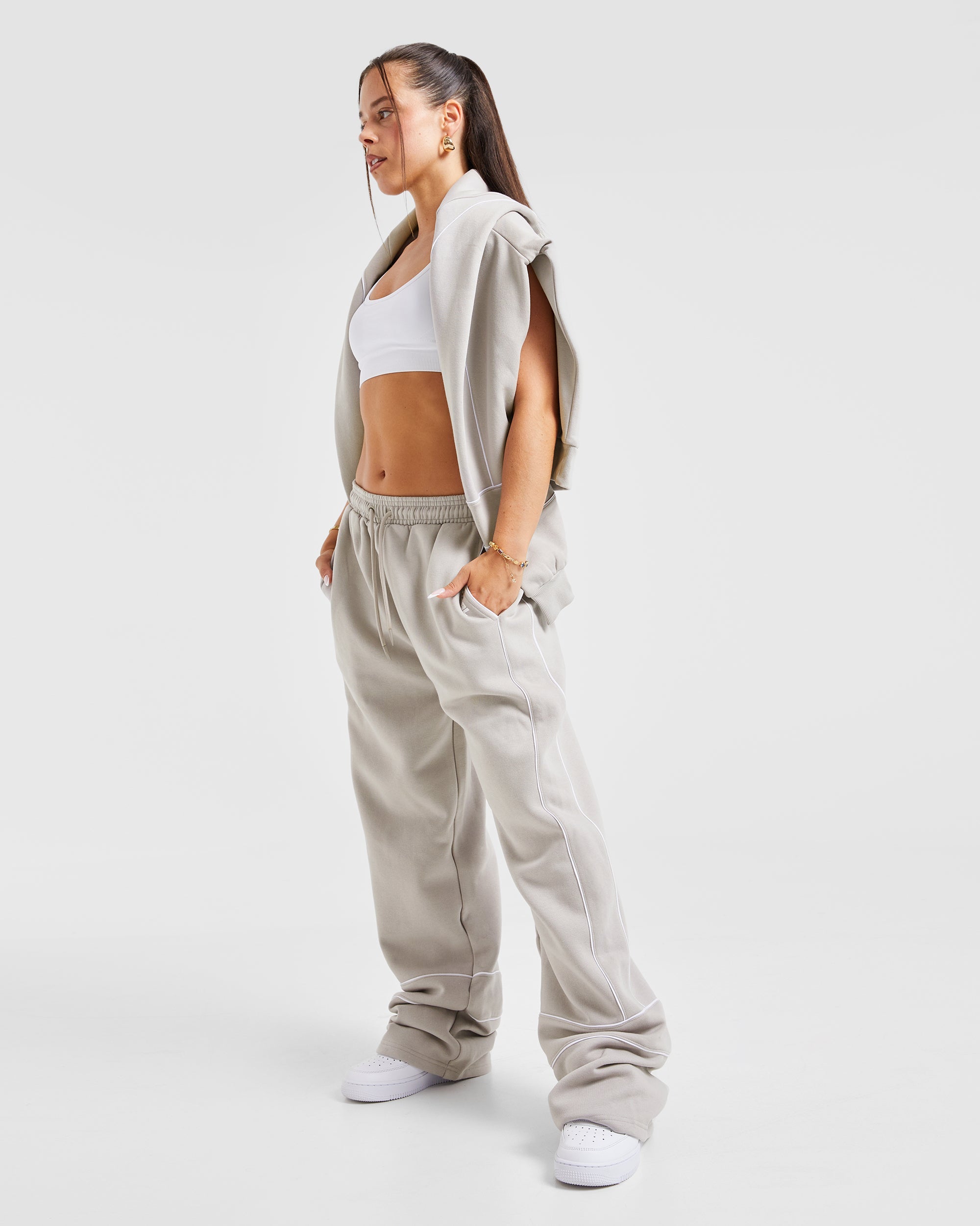 Justine Oversized Straight Leg Joggers - Washed Taupe