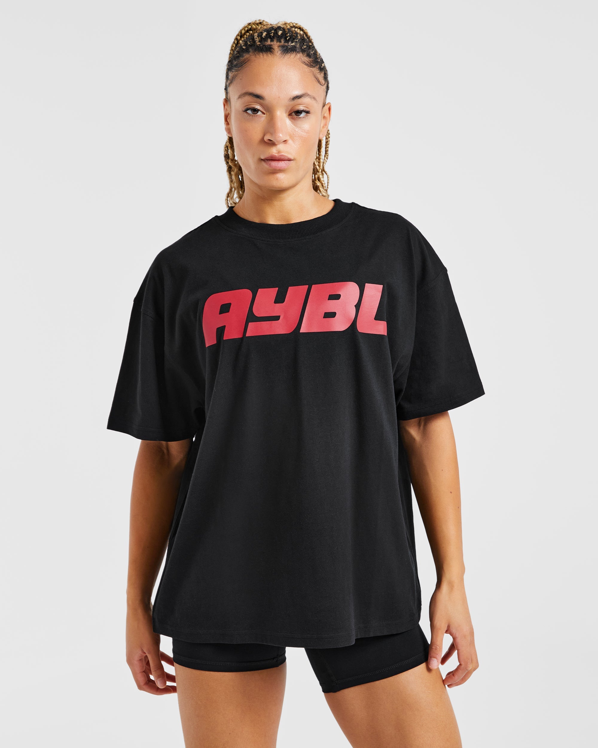 Justine Oversized T Shirt - Noir/Rouge