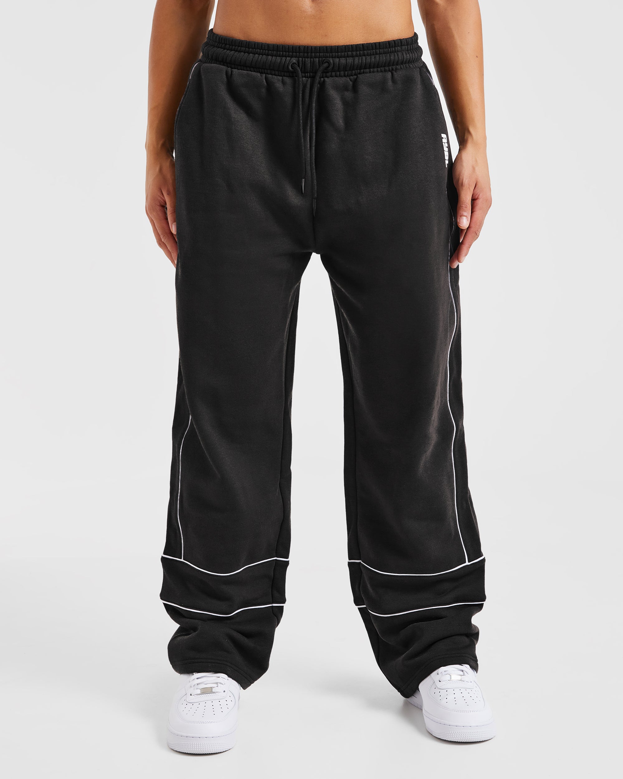 Justine Oversized Straight Leg Joggers - Washed Black