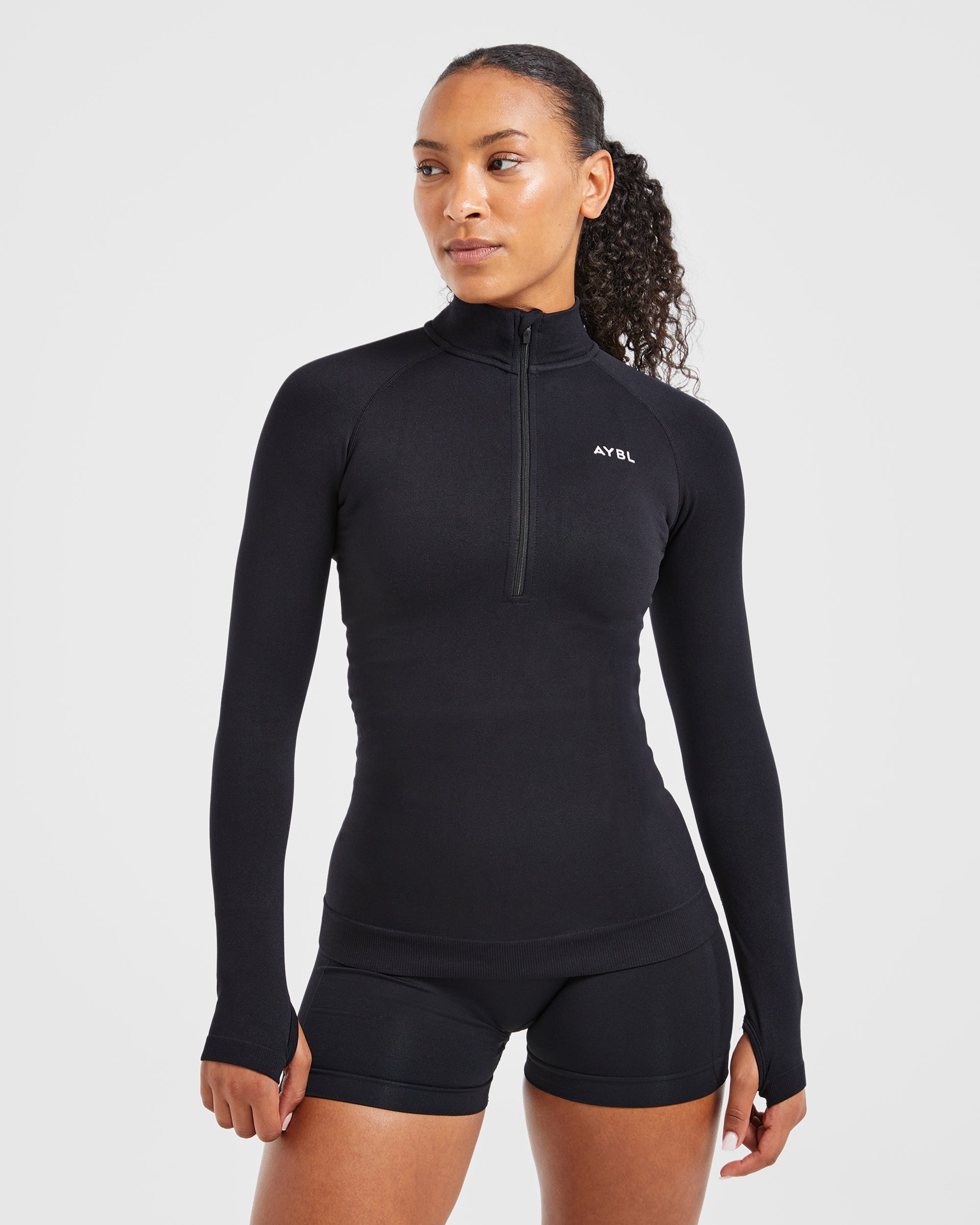 Essential Seamless 1/2 Zip Pullover - Noir