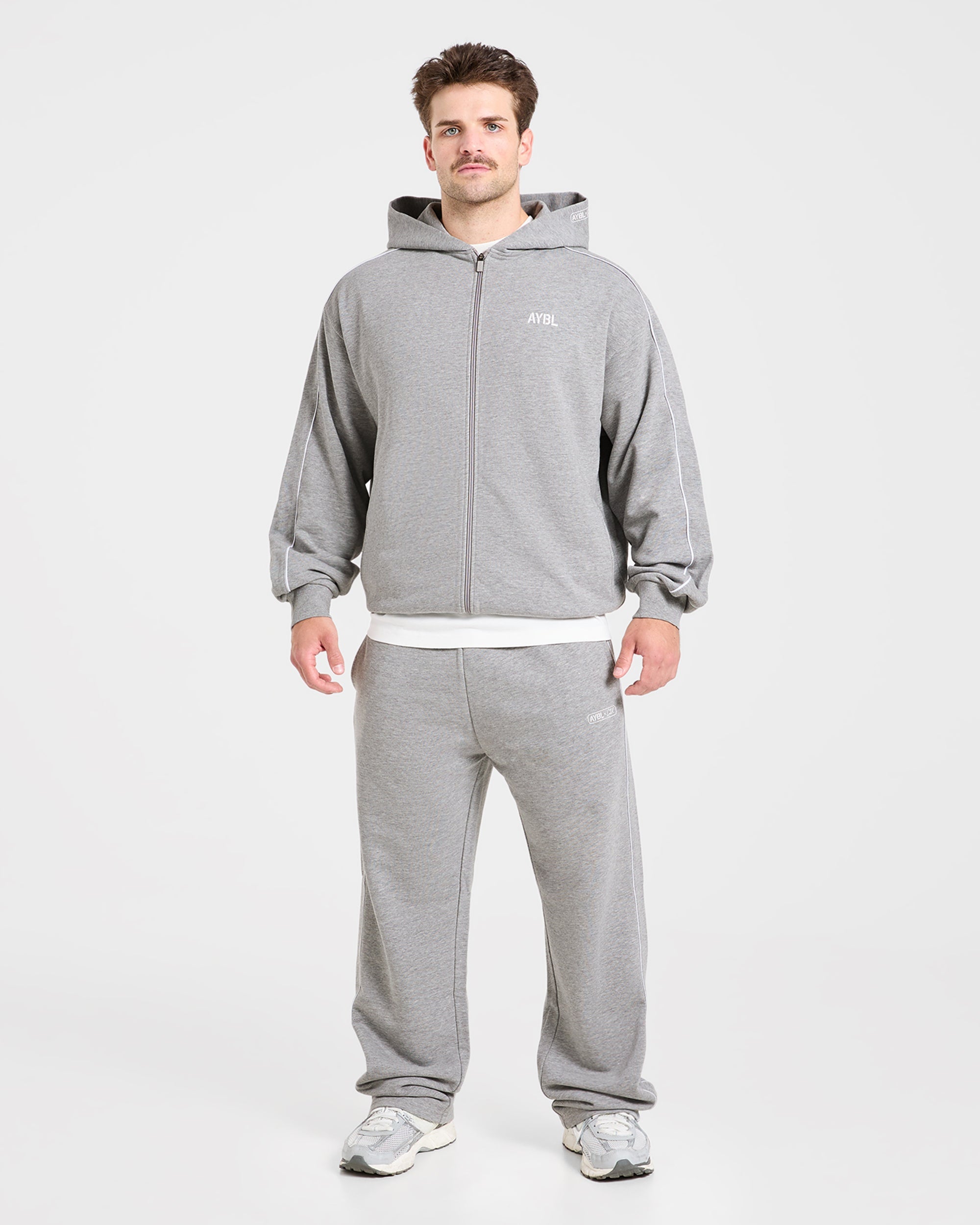 Cam Kissel x Oversized Full Zip Hoodie - Mid Marl Gris