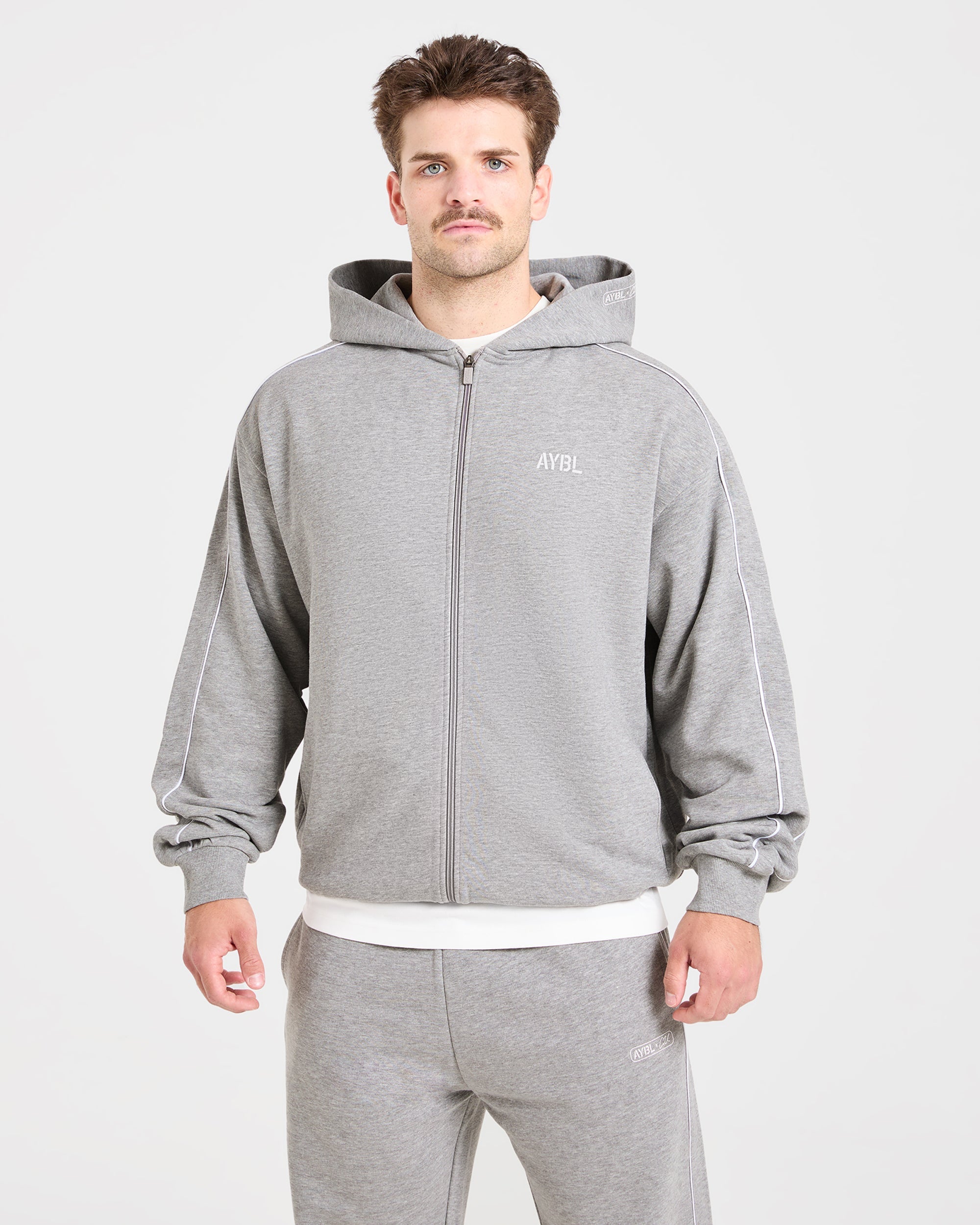 Cam Kissel x Oversized Full Zip Hoodie - Mid Marl Gris