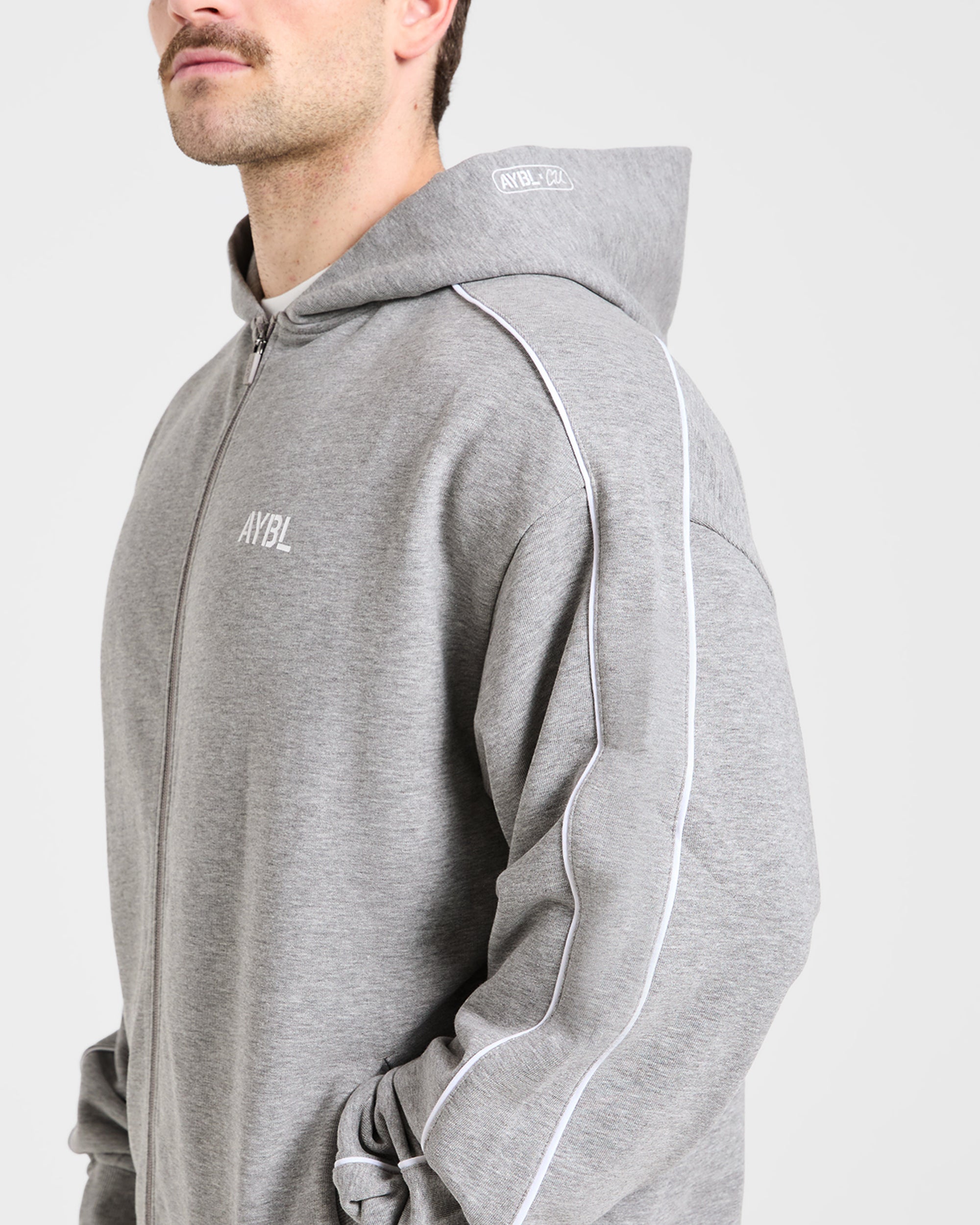 Cam Kissel x Oversized Full Zip Hoodie - Mid Marl Gris